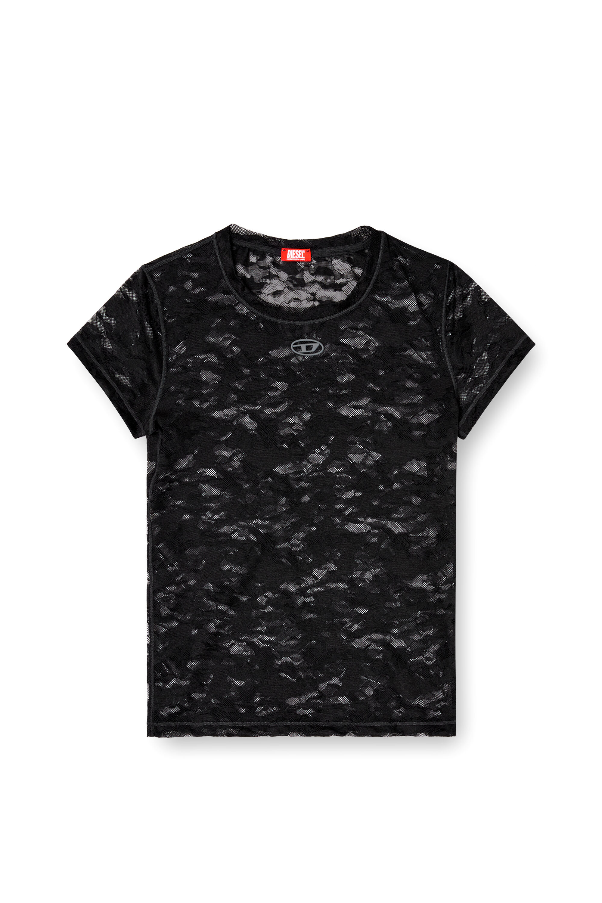 Diesel - KASIA-UTLT, Female's Camo lace T-shirt in ブラック - 2