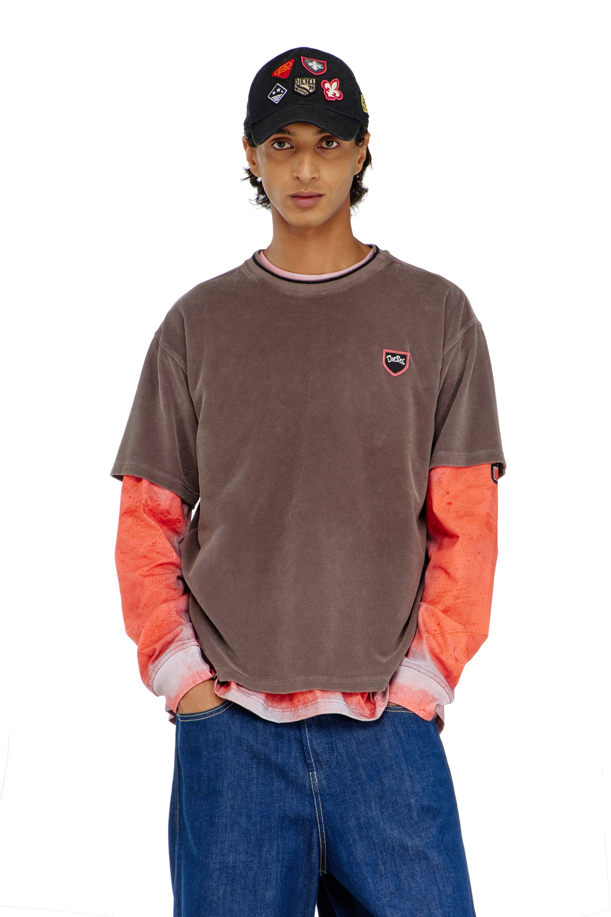 Diesel - T-SPONGY, Male's Tシャツ in ブラウン - 3