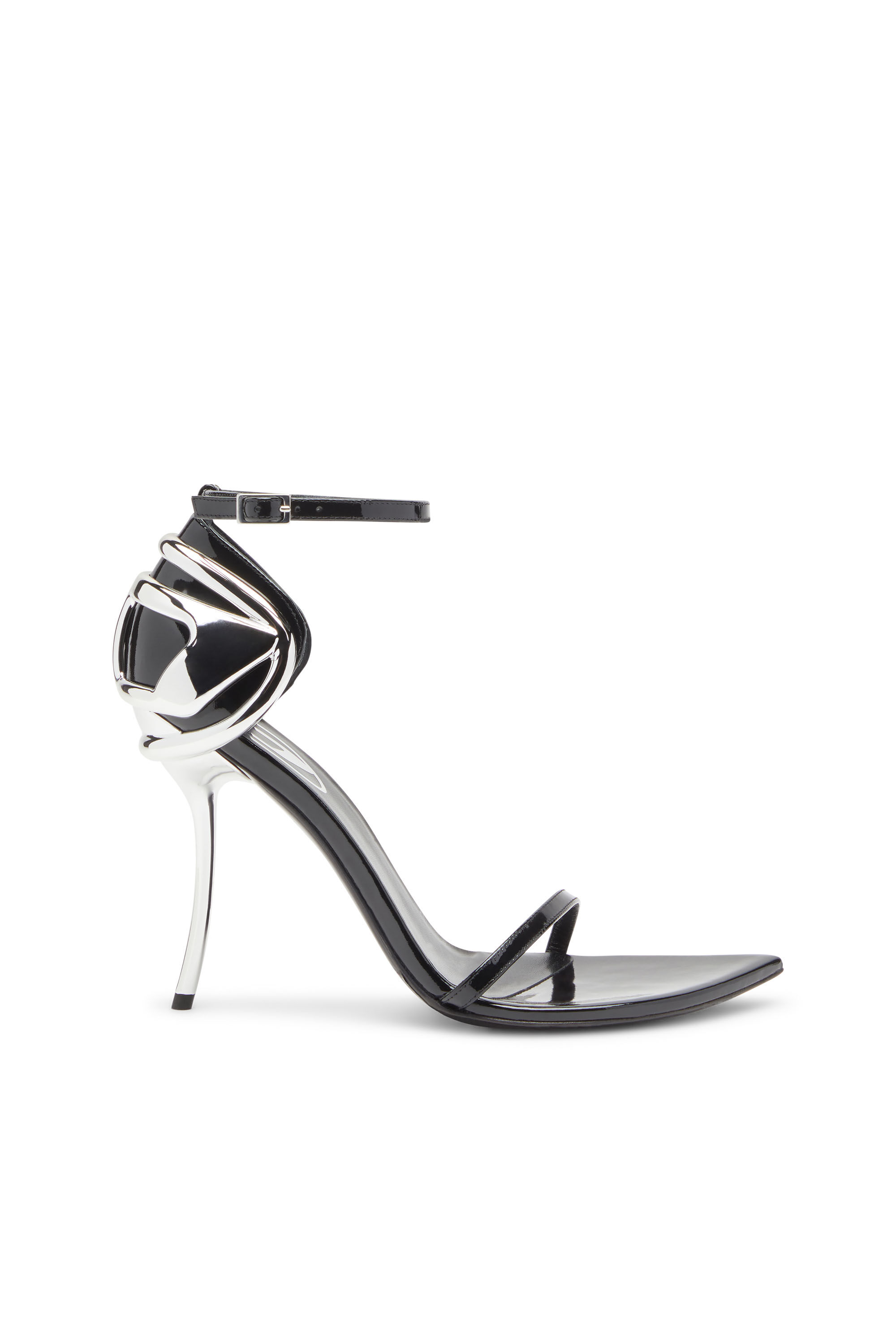 Diesel - D-TEN&HALF SANDAL, Female's D-Ten&Half-Stiletto sandals in patent leather and satin in ブラック - 1