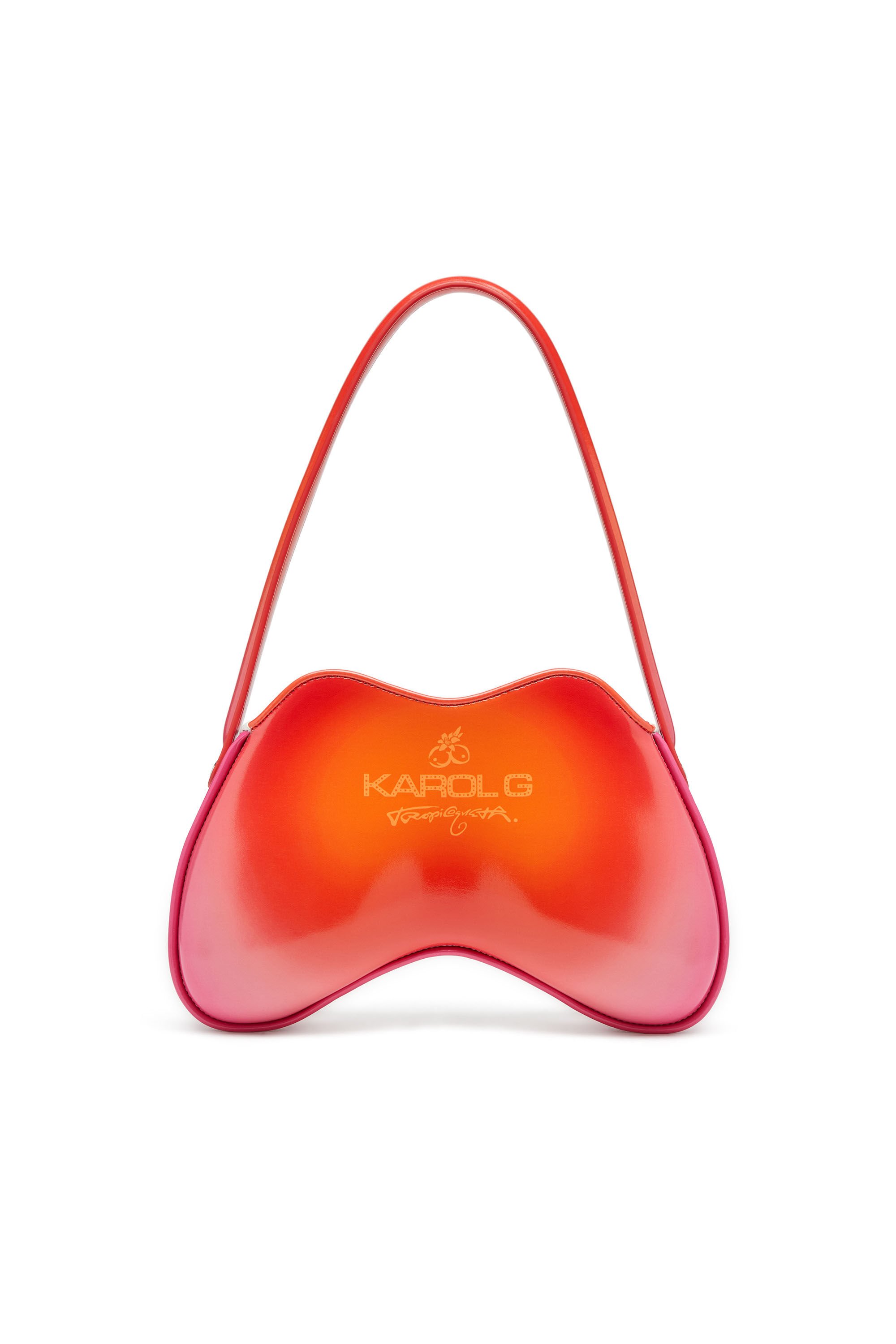 Diesel - K.G. DOUBLE-D SHOULDER, Female's Double-D-Glossy shoulder bag with lotus print in ホワイト/ピンク - 3