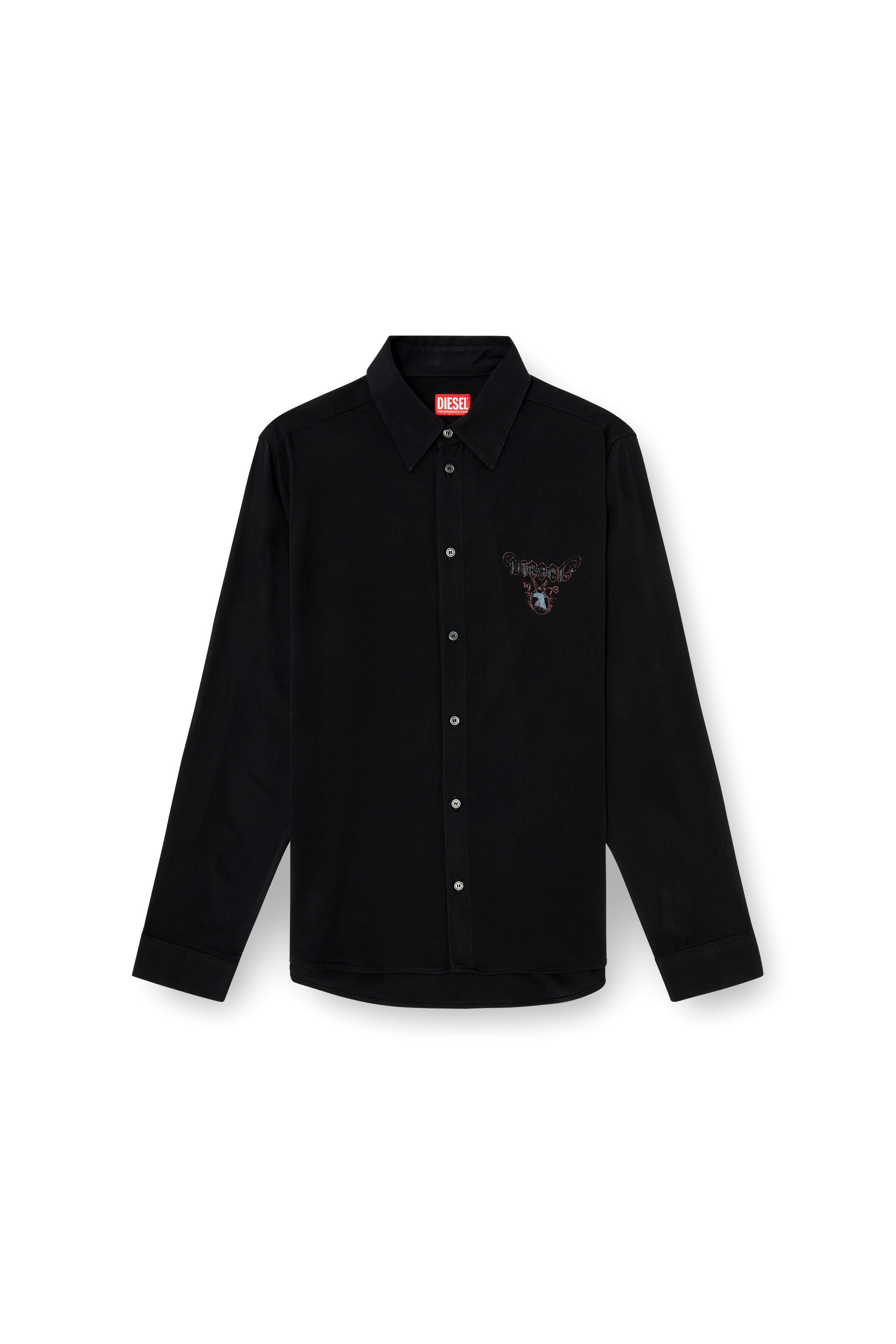 Diesel - S-HOLGER, Male's Fluid shirt with faded print in ブラック - 2