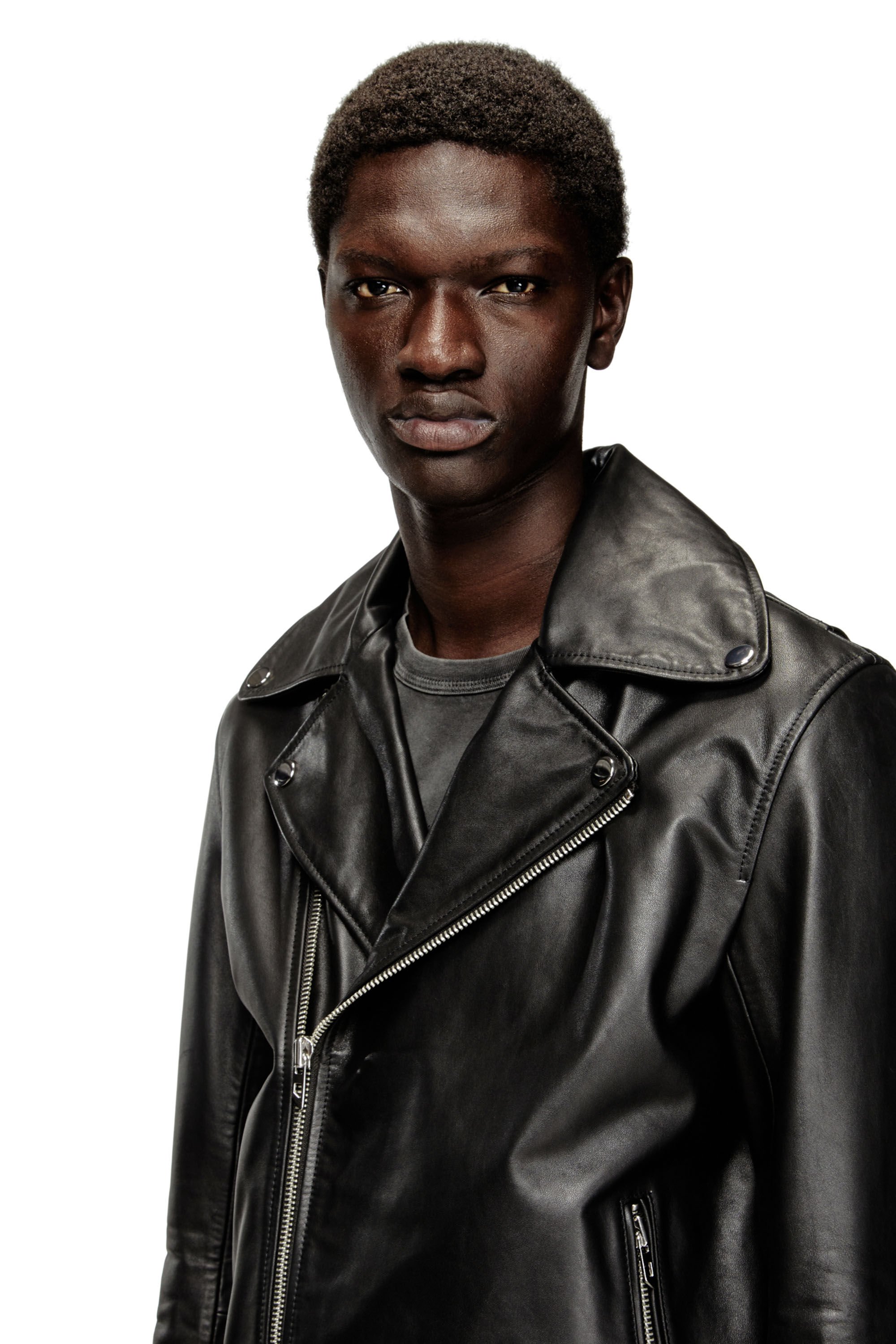 Diesel - L-EO-WRD, Male's Biker jacket in waxed leather in ブラック - 4