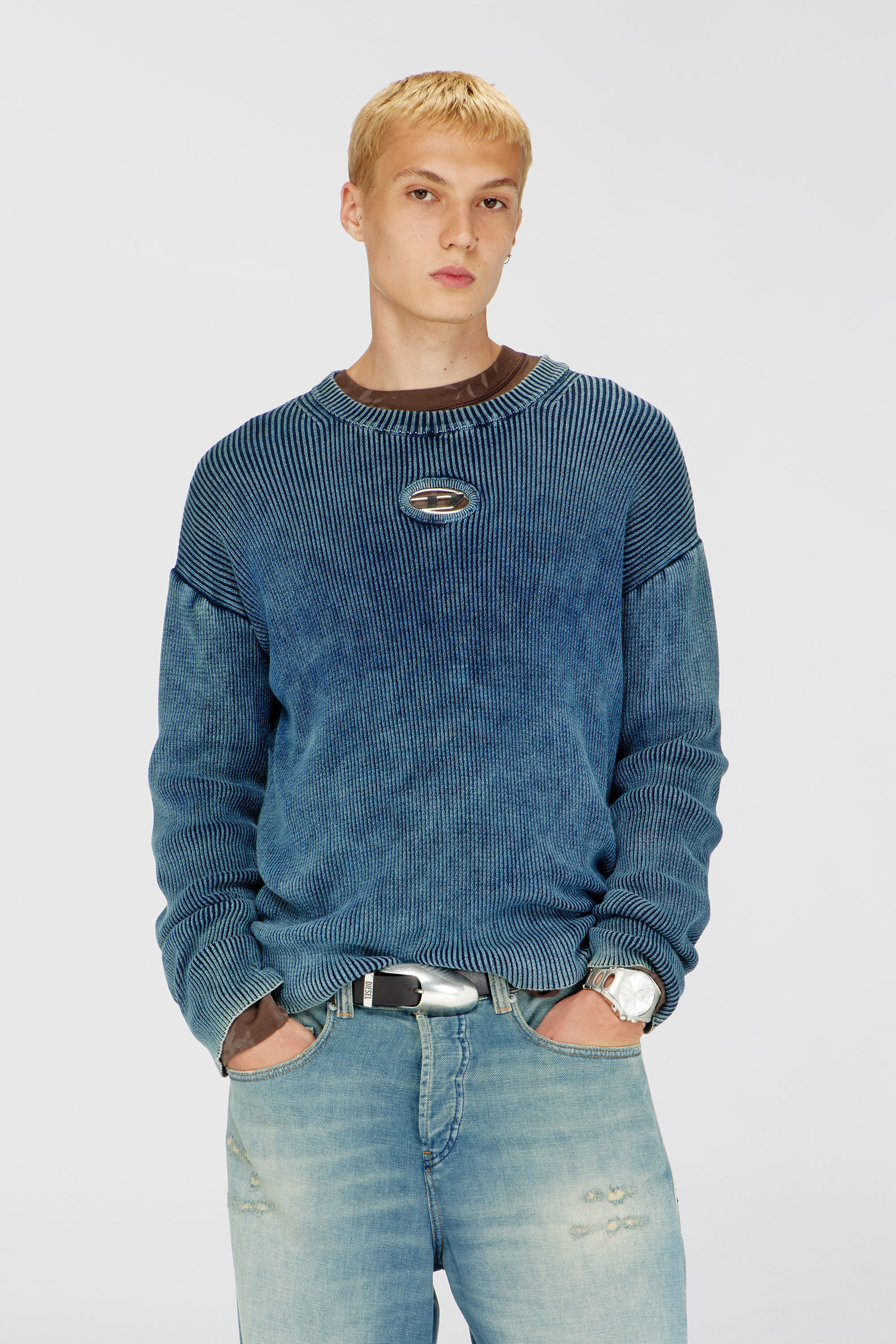 Diesel - K-DARREN-D, Male's プルオーバーニット in ブルー - 3