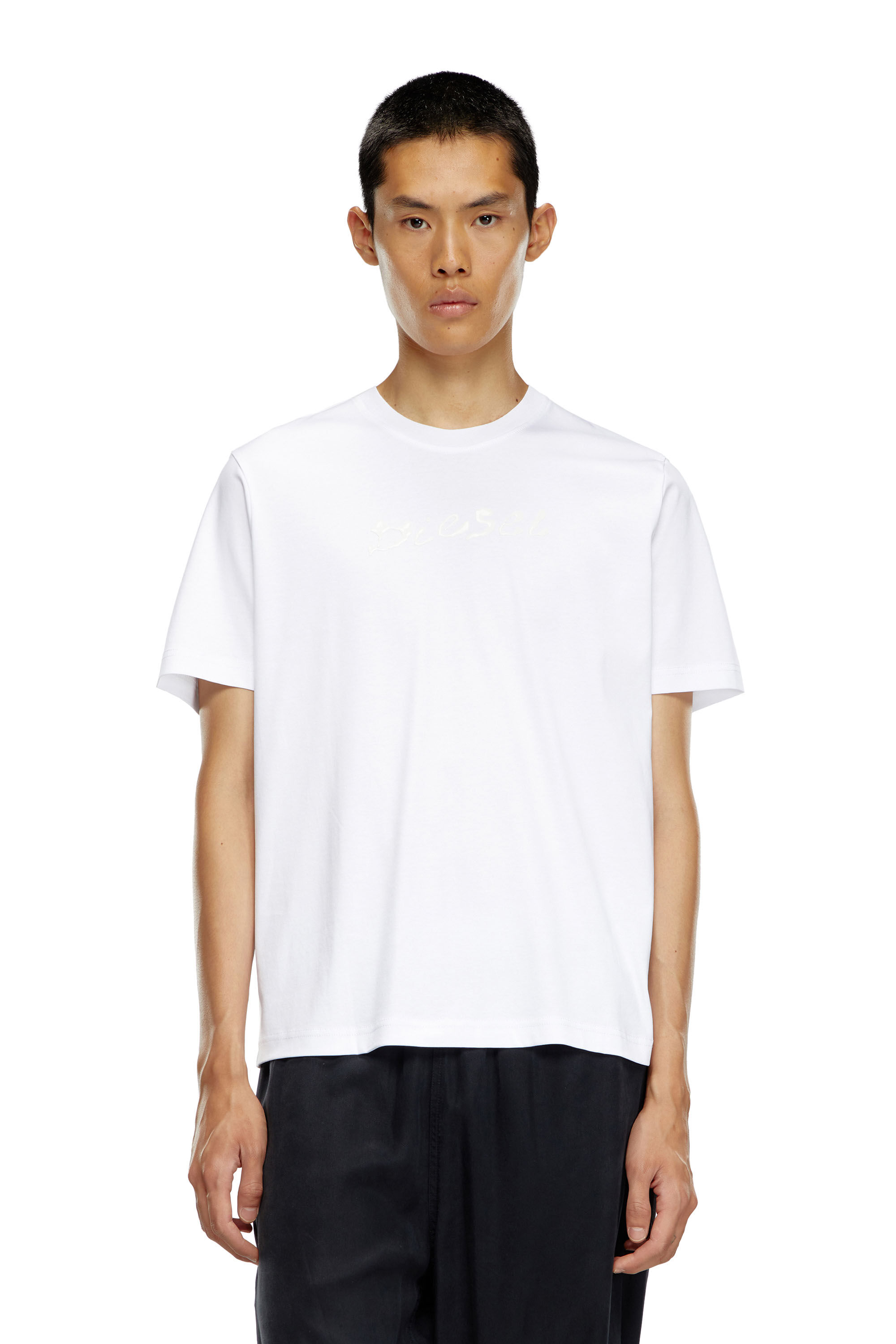 Diesel - T-MADJUST-K2, Male's Mercerised cotton T-shirt with tonal logo in ホワイト - 3