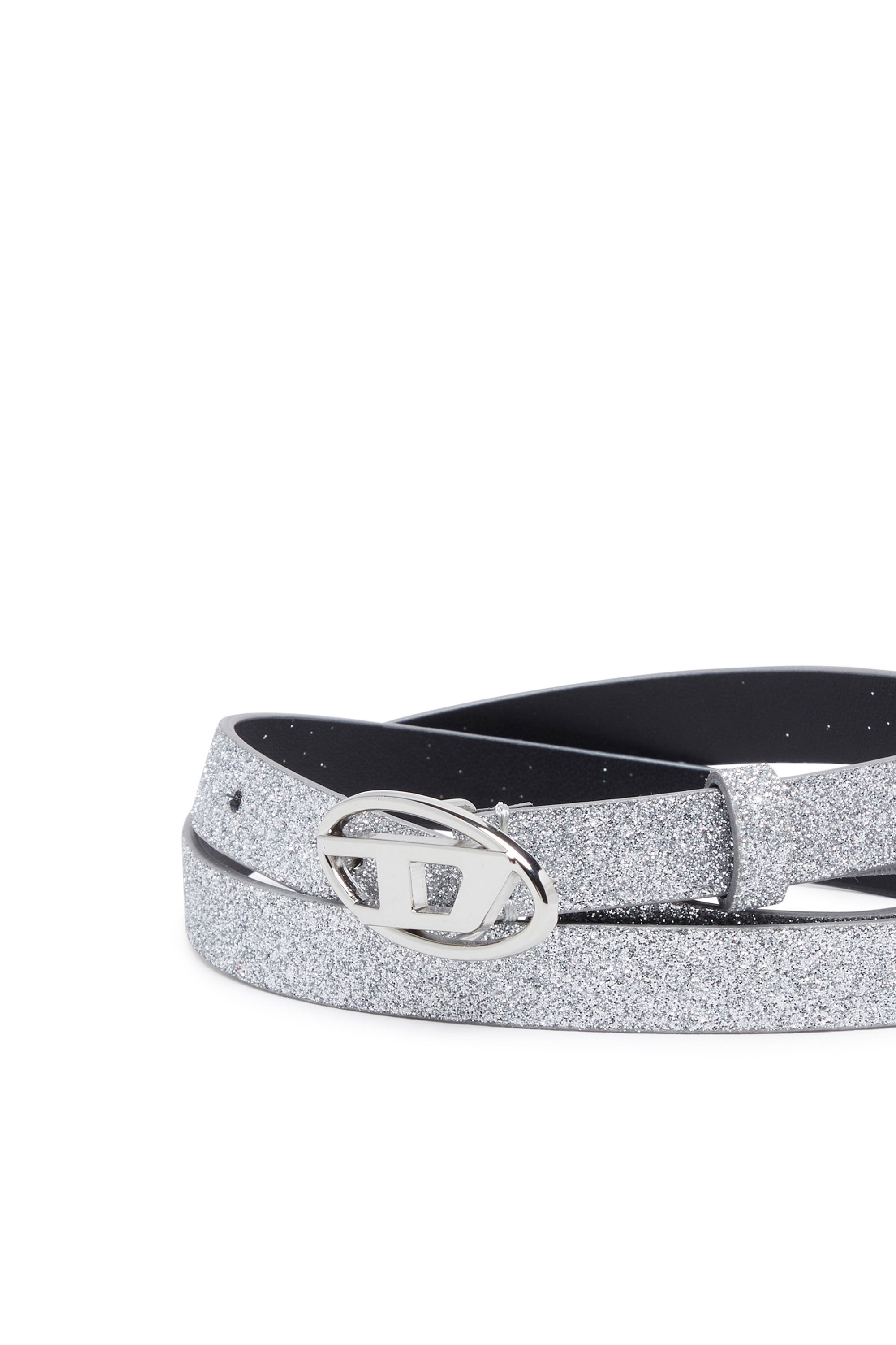 B-1DR 15 Slim glittery belt with Oval D buckle｜シルバー 