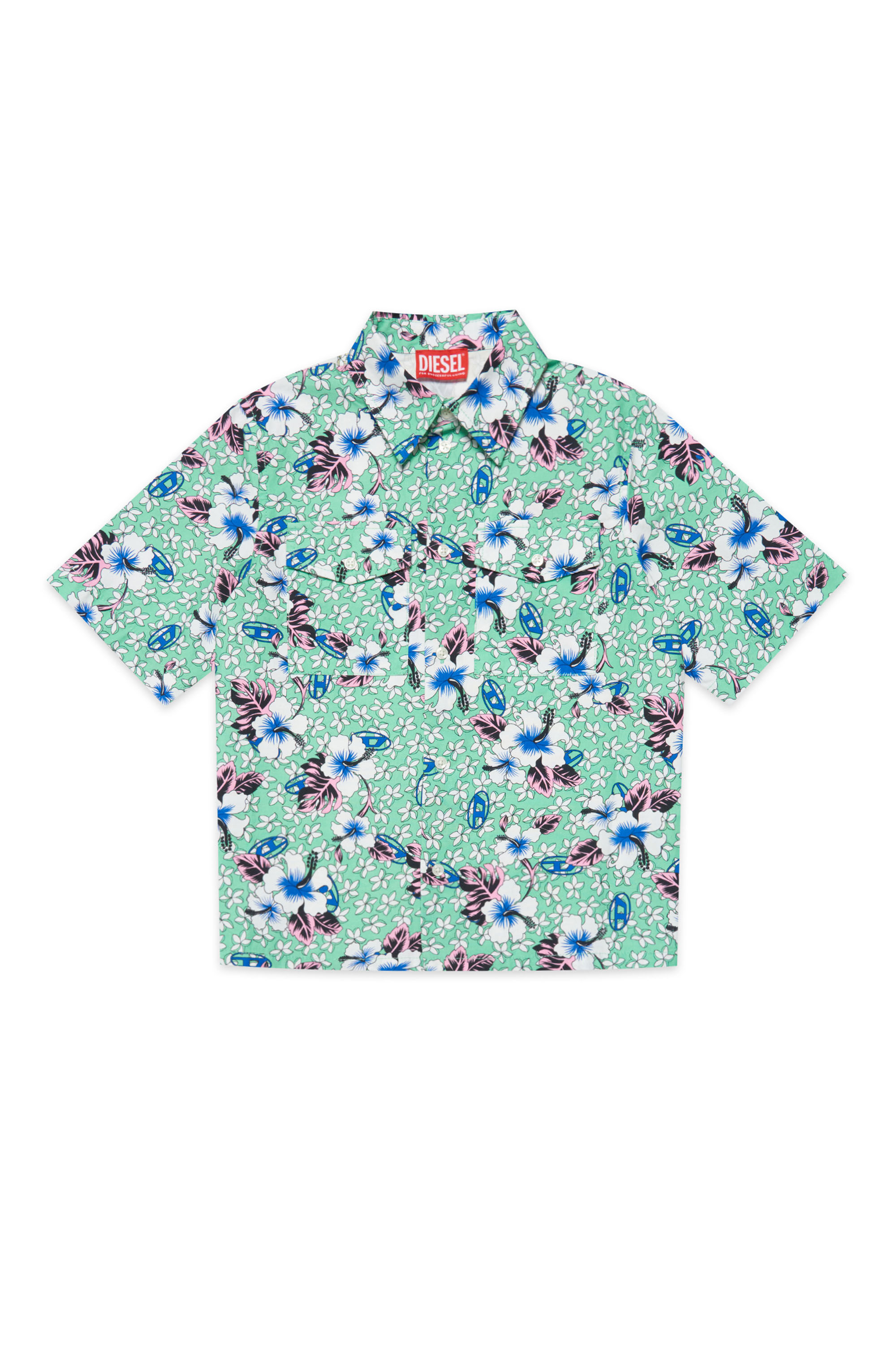 Diesel - CRISS, Male's キッズ シャツ 半袖 総柄 in グリーン - 1