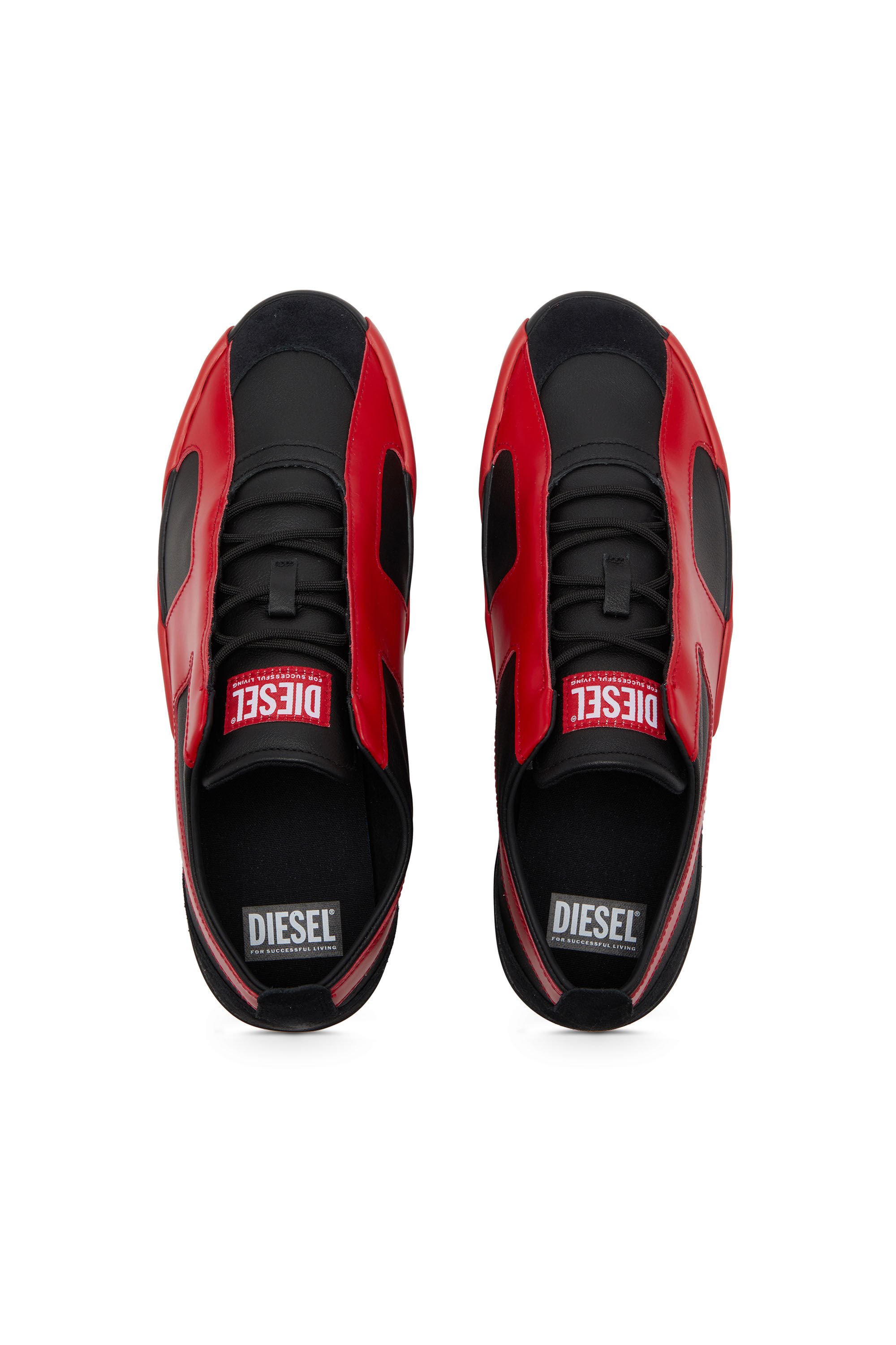 Diesel - S-SLANTE-D LOW, Male's S-Slante-D-Sneakers in suede and leather with D logo in ブラック/レッド - 6