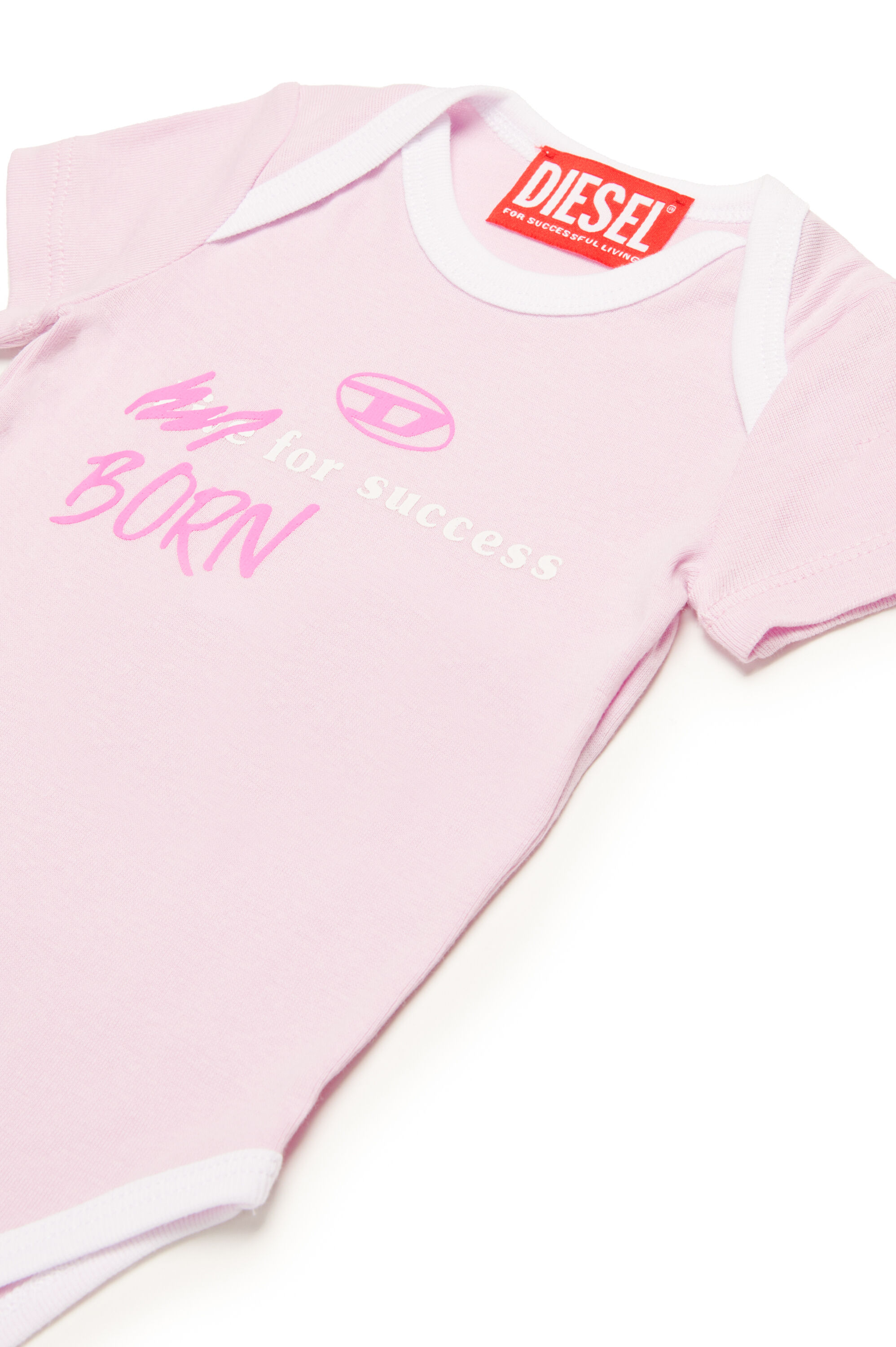 Diesel - URMAS-NB, Unisex's Born For Success newborn bodysuit in ピンク / ホワイト - 3
