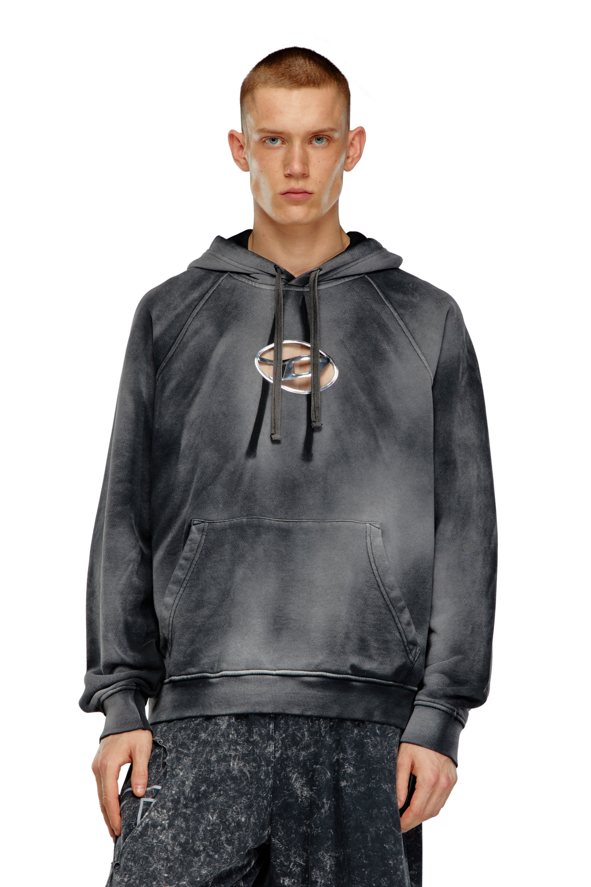 S-ROXT-HOOD Hoodie in solarised jersey｜ブラック｜メンズ｜DIESEL