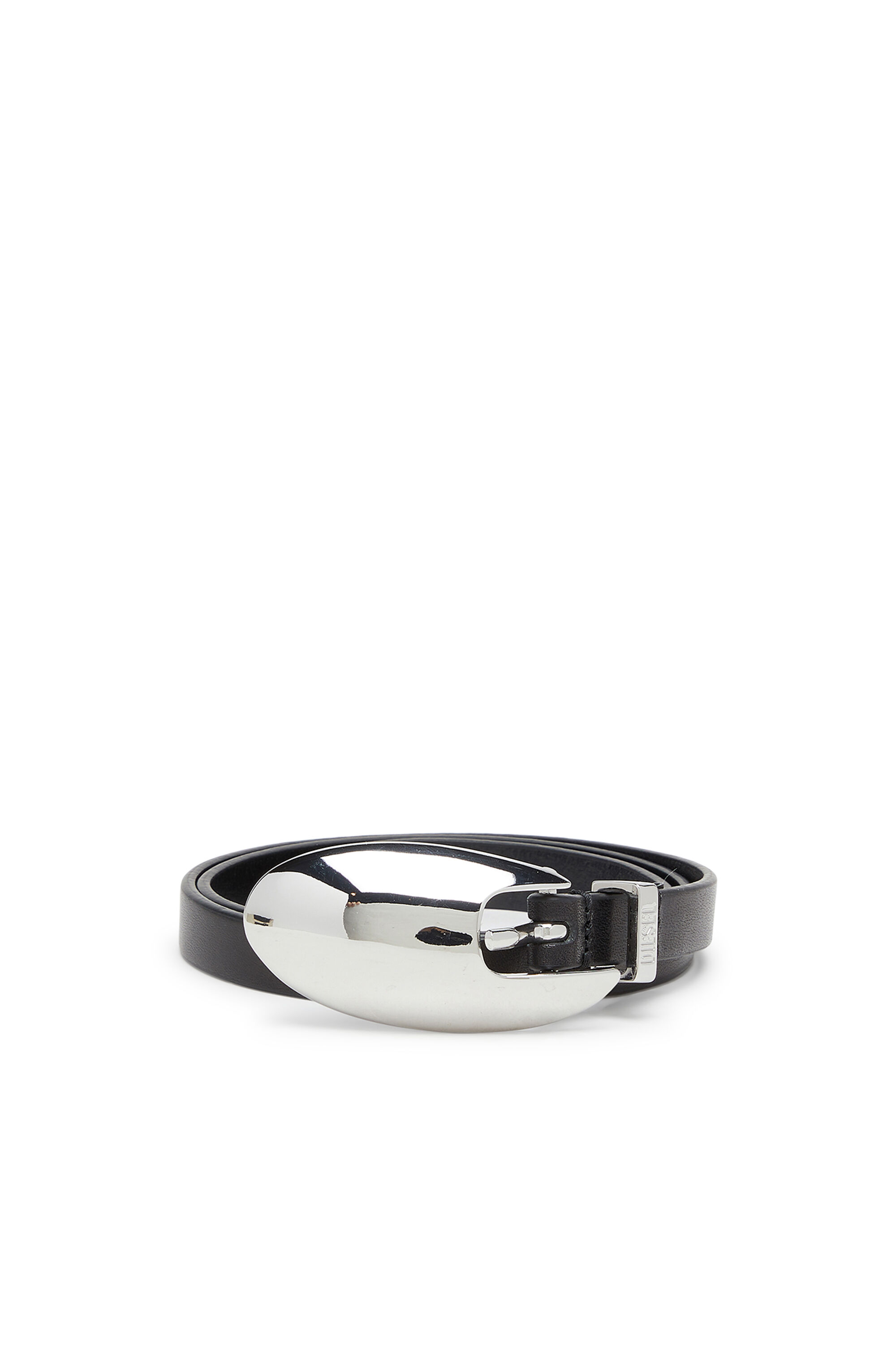 Diesel - B-ROP 15, Female's 1.5cm leather belt with sculptural buckle in ブラック - 1