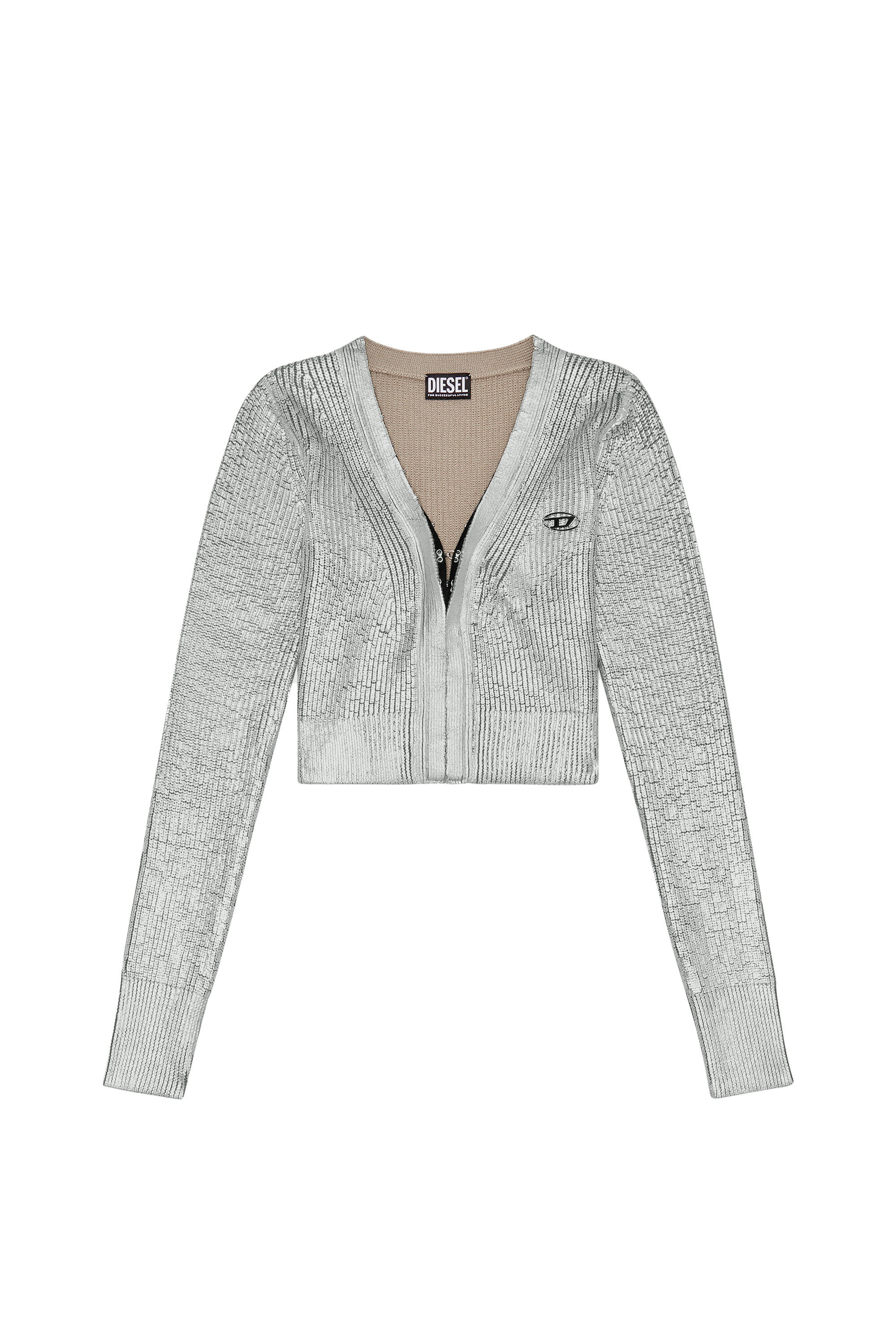 Diesel - M-ADHU, Female's ニット カーディガン ショート丈 in ライトグレー - 2