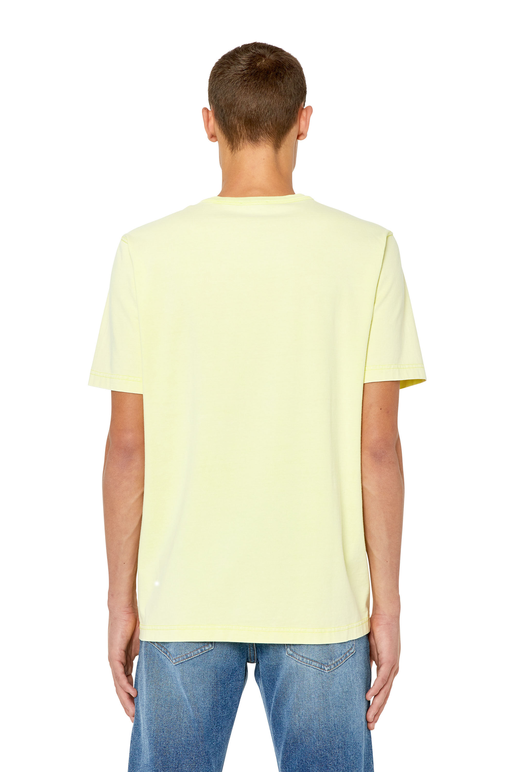 Diesel - T-JUST-G14, Male's Tシャツ レギュラーフィット ロゴ ガーメントダイ in 蛍光イエロー - 5