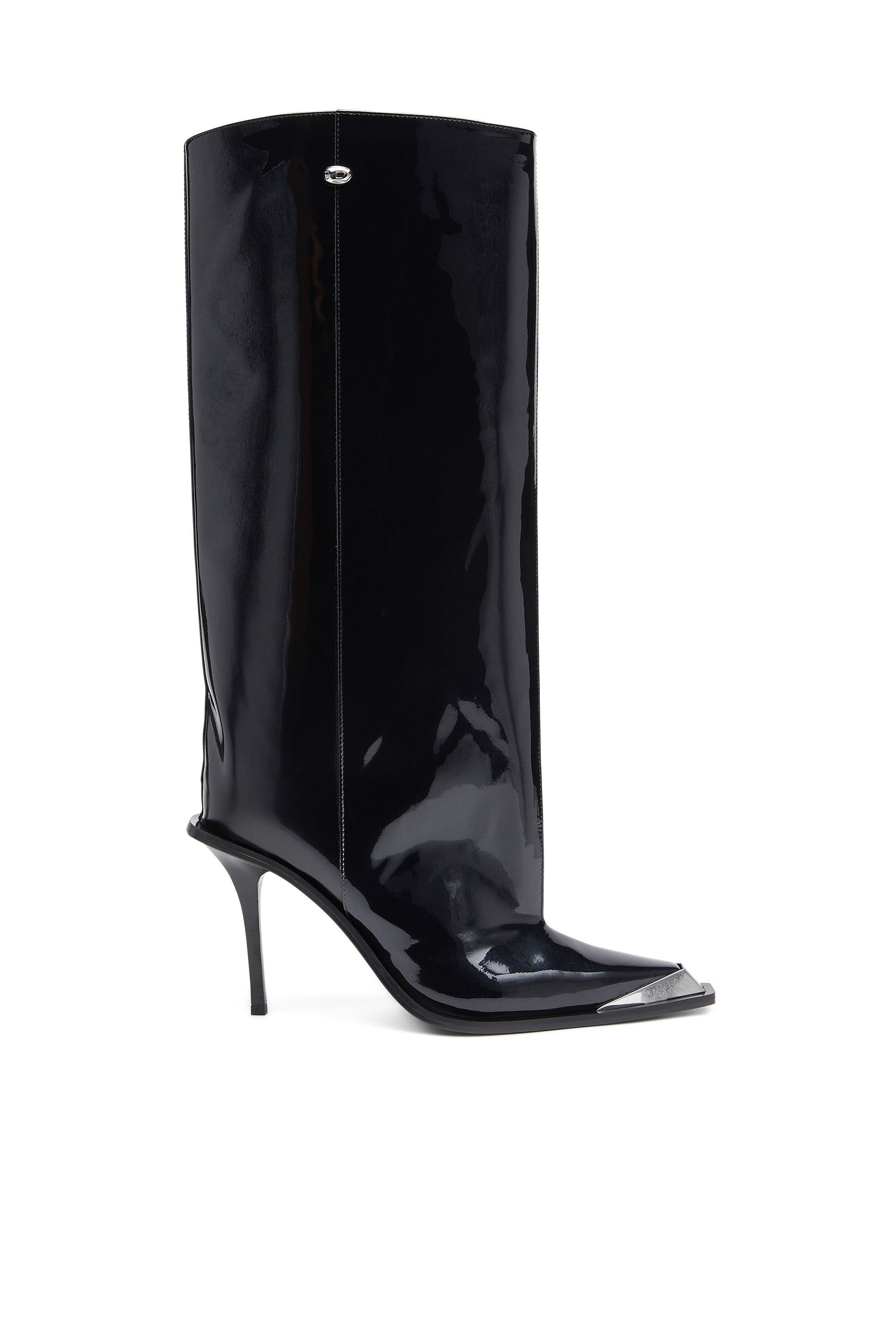 Diesel - D-TONA WB, Female's D-Tona-Knee-high boots in patent leather in ブラック - 2