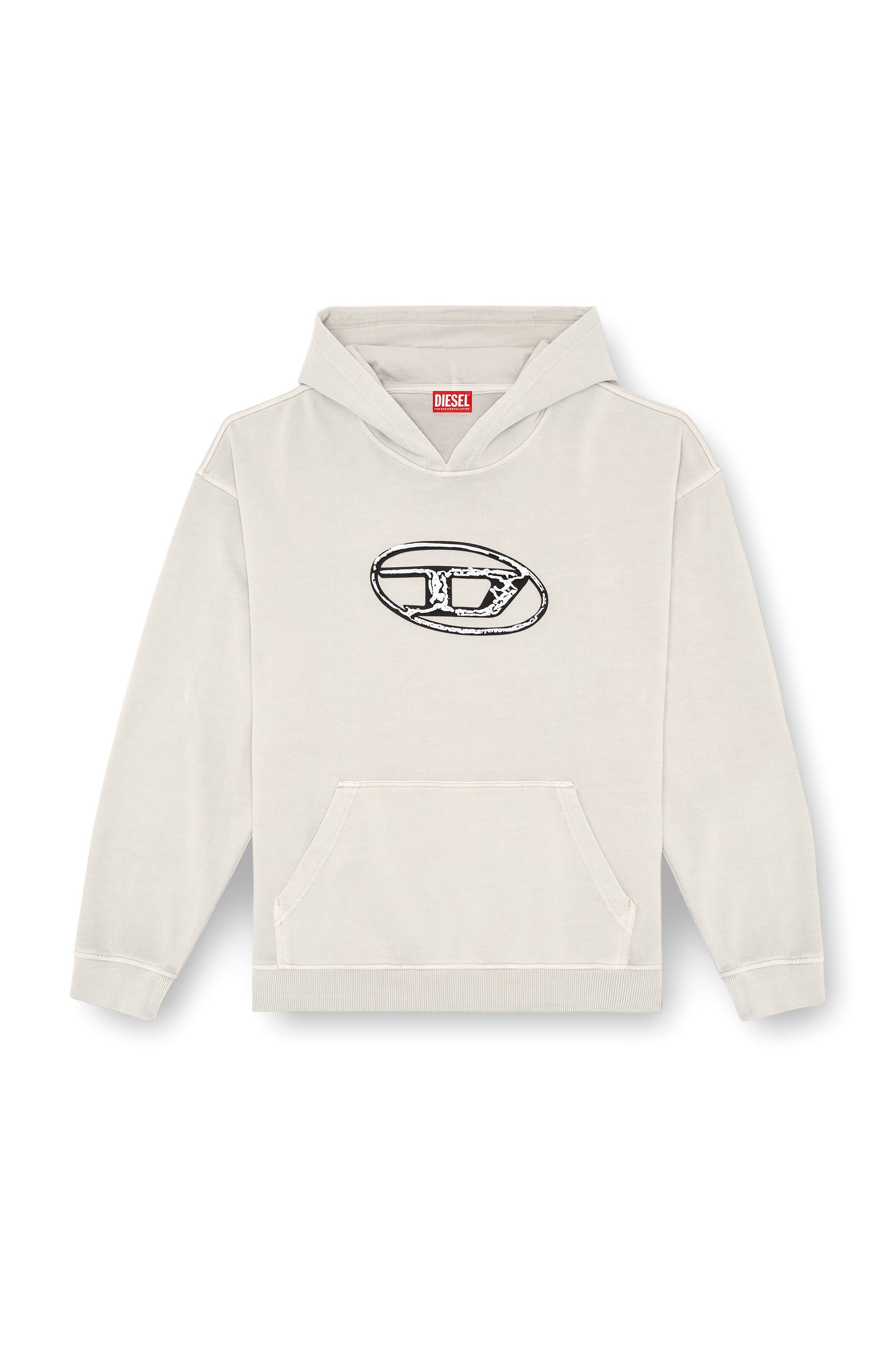 Diesel - S-BOXT-HOOD-Q7, Male's Hoodie with multi-layered logo print in グレー - 2