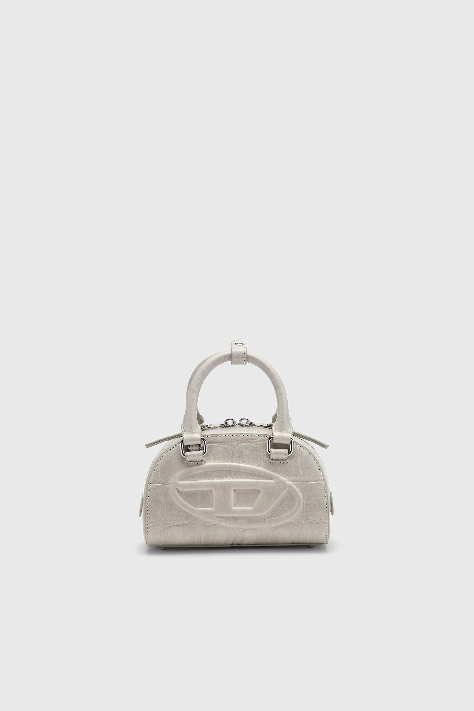 Diesel - 1DR DOME CROSSBODY, Female's 1DR Dome-Small bowling bag in croc-effect leather in グレー - 2