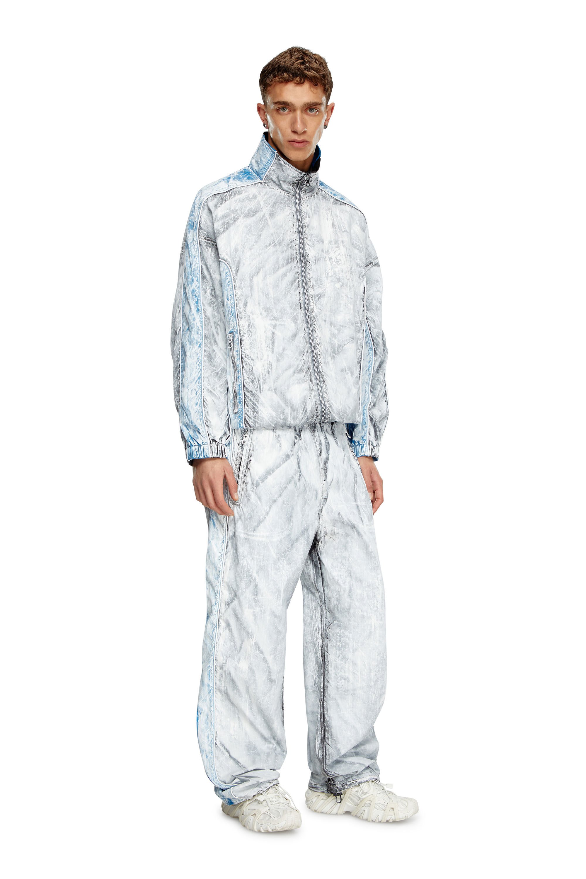 P-TATE Track pants in crease-effect nylon｜ブルー｜メンズ｜DIESEL
