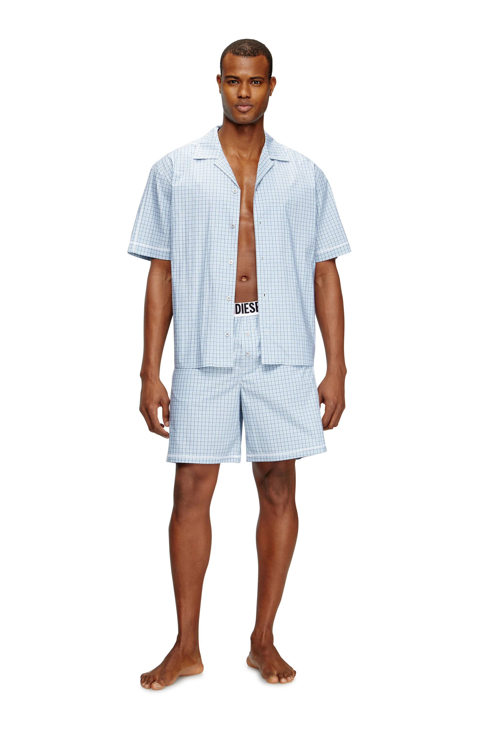 Diesel - SET-RAFAEL-D-CORE, Male's Short pyjamas in check cotton in ライトブルー - 1
