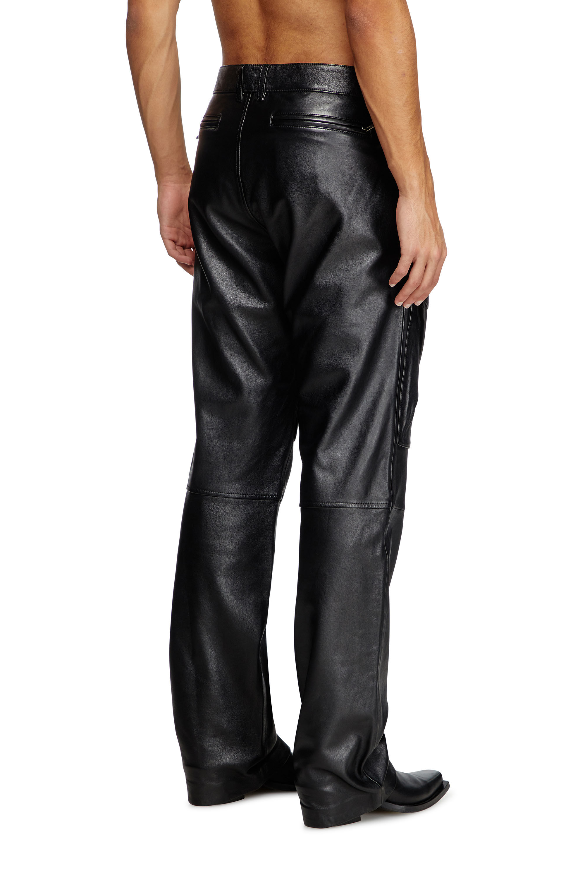 Diesel - P-GAST, Male's Leather pants with utility pockets in ブラック - 2