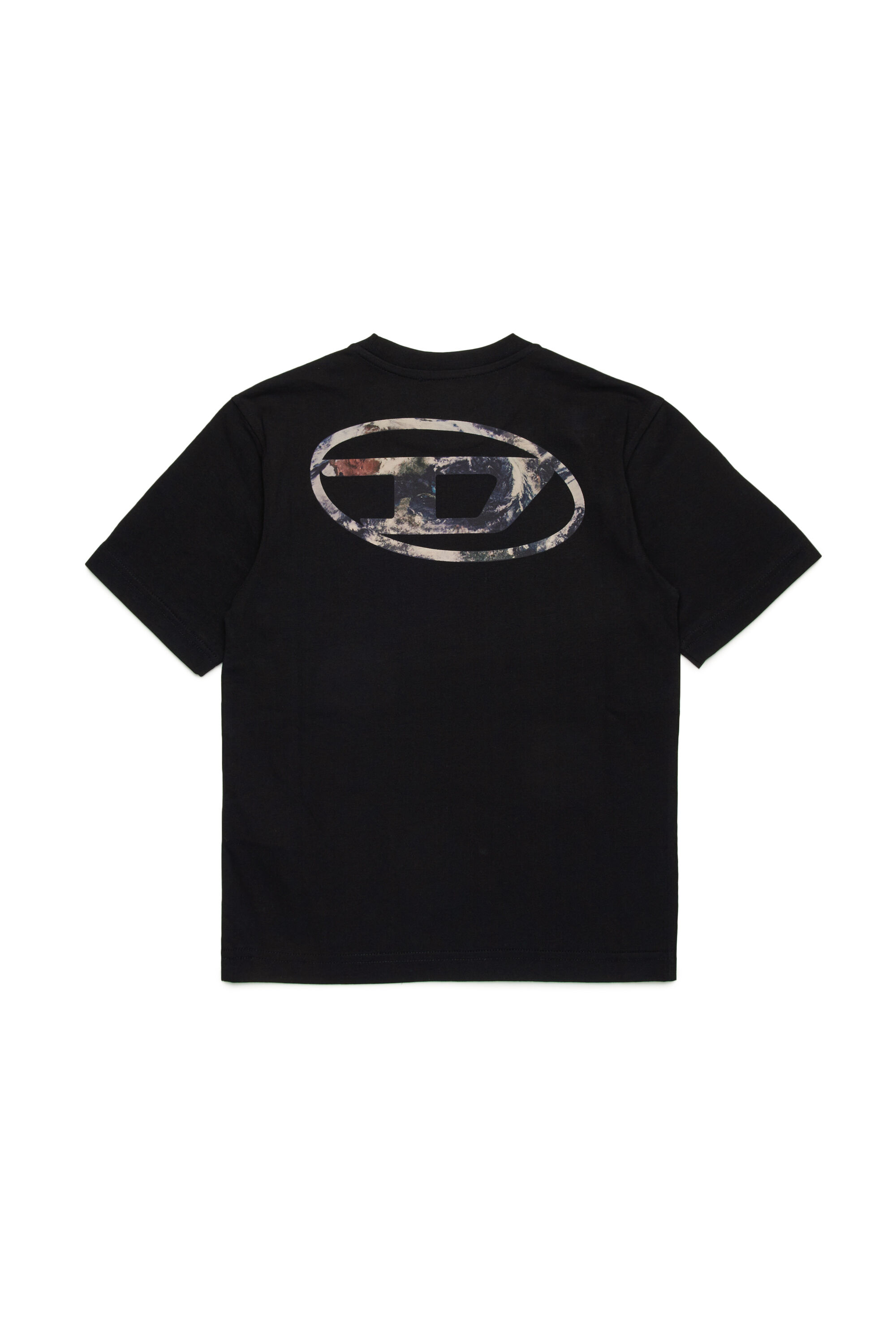 TWASHL6 OVER T-shirt with marble effect oval logo｜ブラック｜ボーイズ｜DIESEL