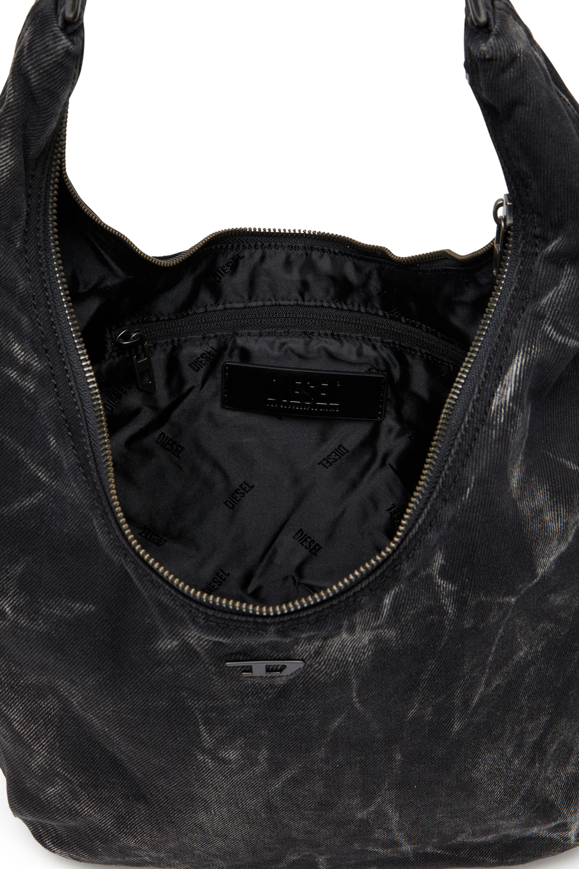 Diesel - RAVE HOBO X, Unisex's Rave - Hobo denim bag with zipper in ブラック - 5