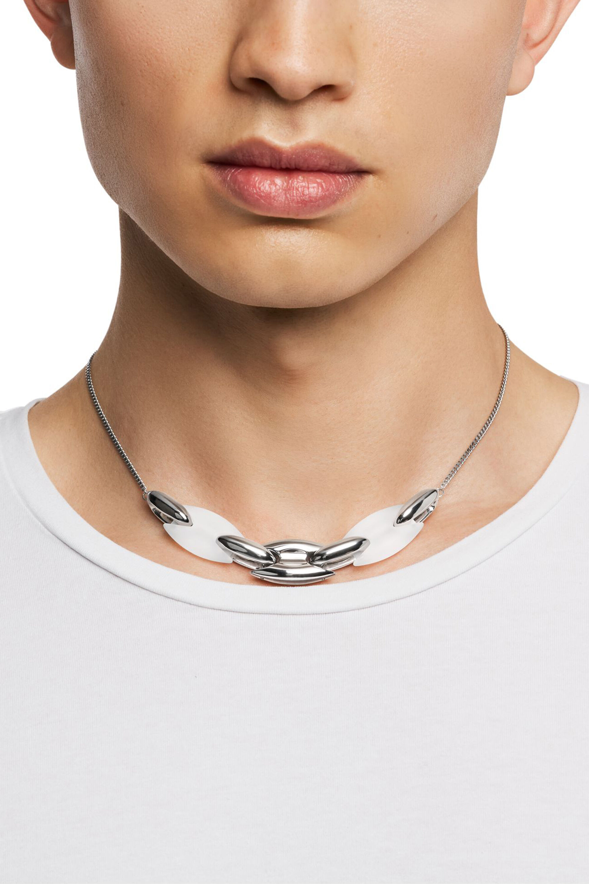 Diesel - DX1616040, Unisex's Stainless Steel and Silicone Metamorph Chain Necklace in シルバー - 3