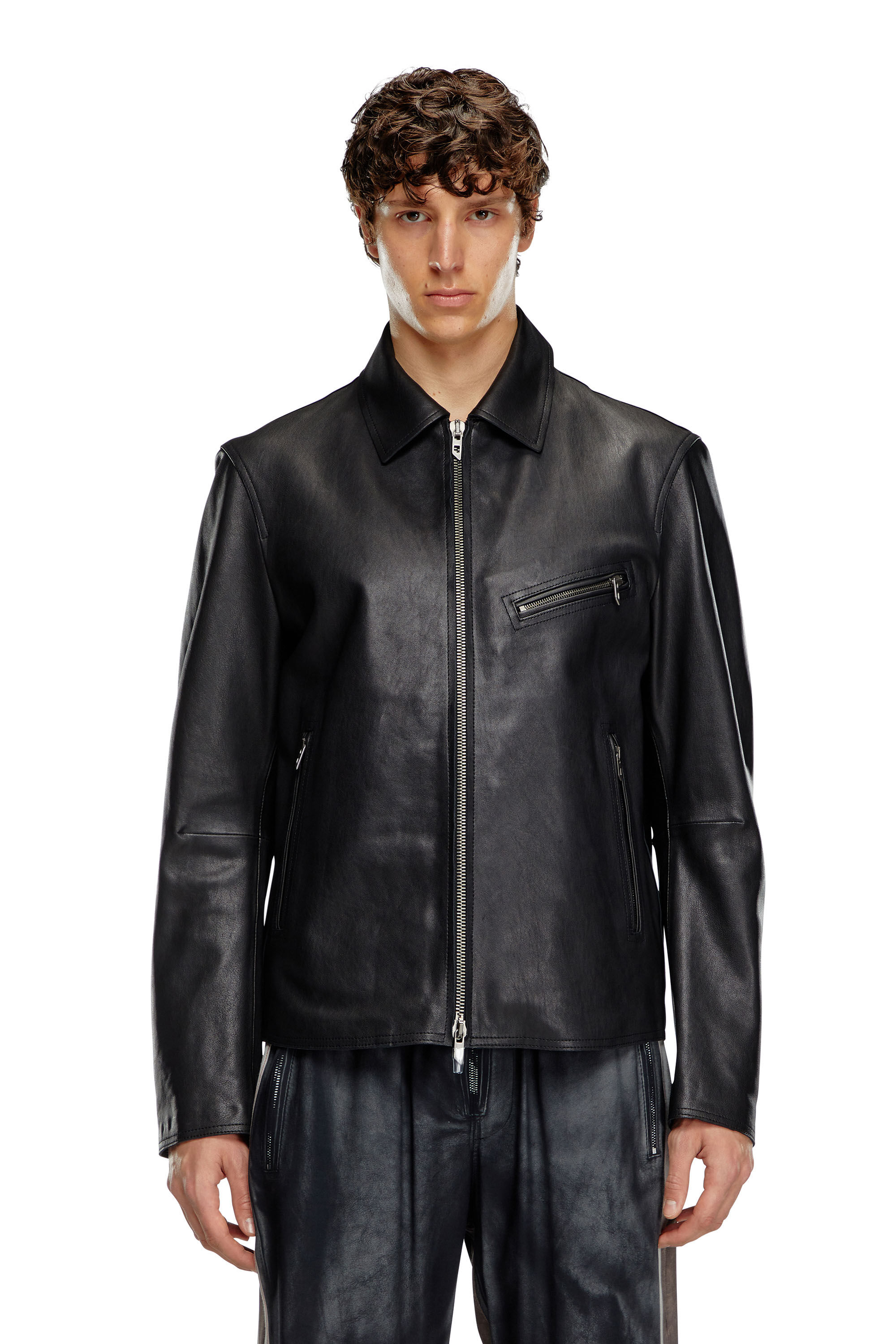 Diesel - L-KORN-A, Male's レザージャケット in ブラック - 3
