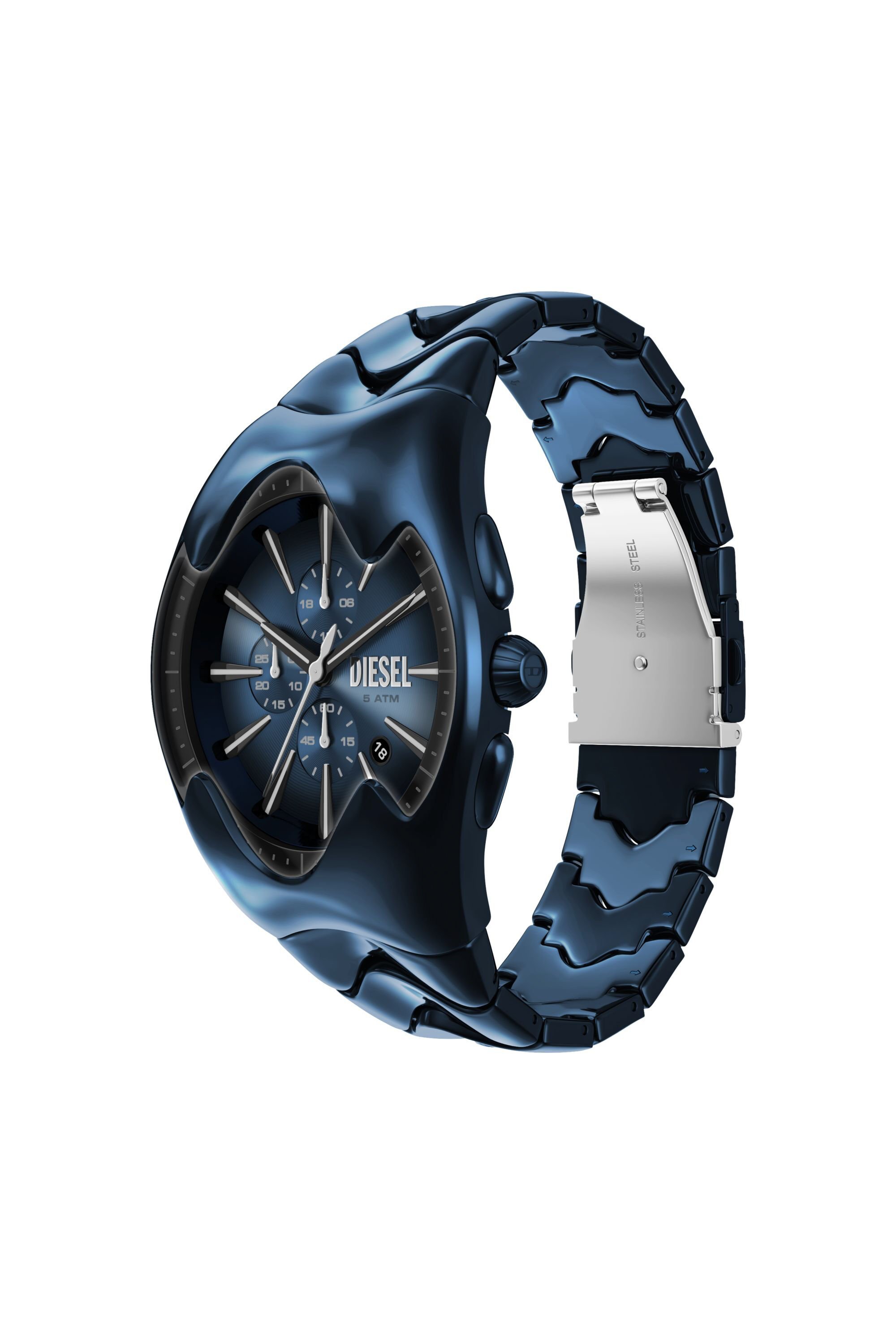 Diesel - DZ4704 WATCH, Male's Mercurial Chronograph Blue Stainless Steel Watch in ブラック/ブルー - 7