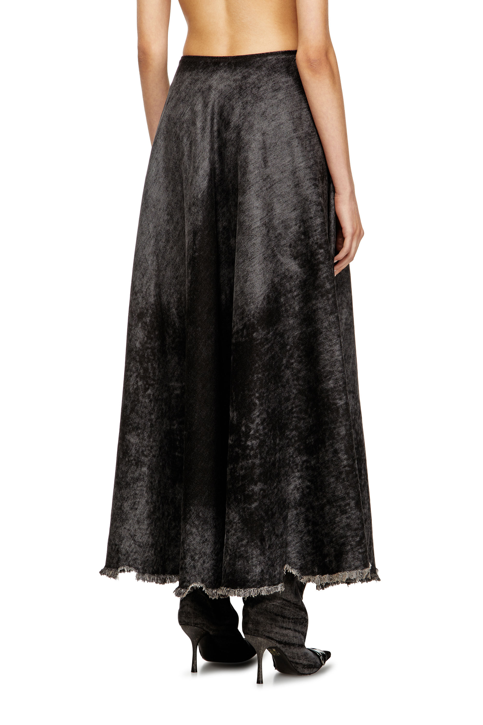 Diesel - DE-HANNIE-FSH, Female's Full skirt in lasered cotton-hemp denim in ブラック - 5