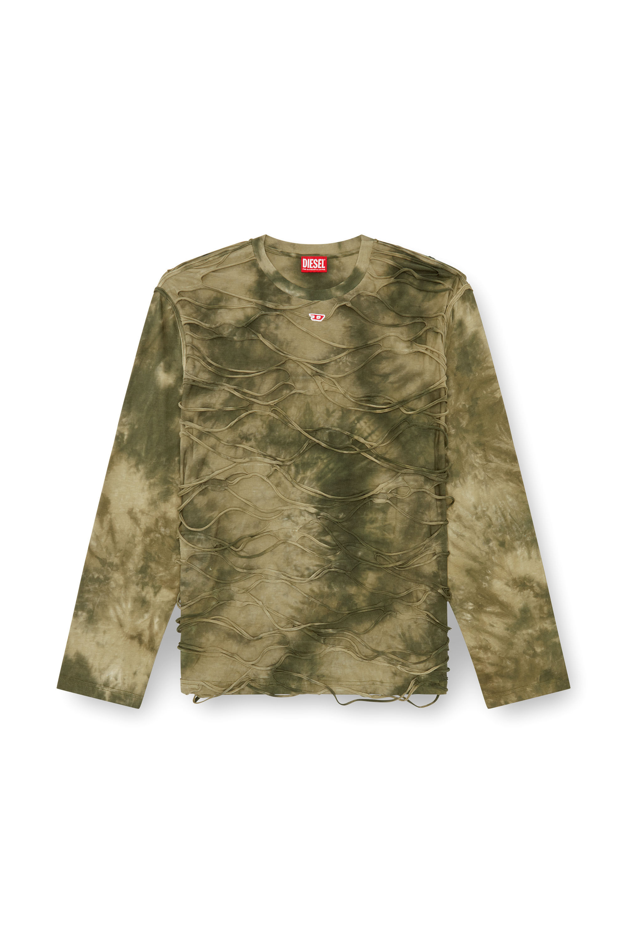 T-CRANET-LS Long-sleeve T-shirt with floating strands｜グリーン｜メンズ｜DIESEL