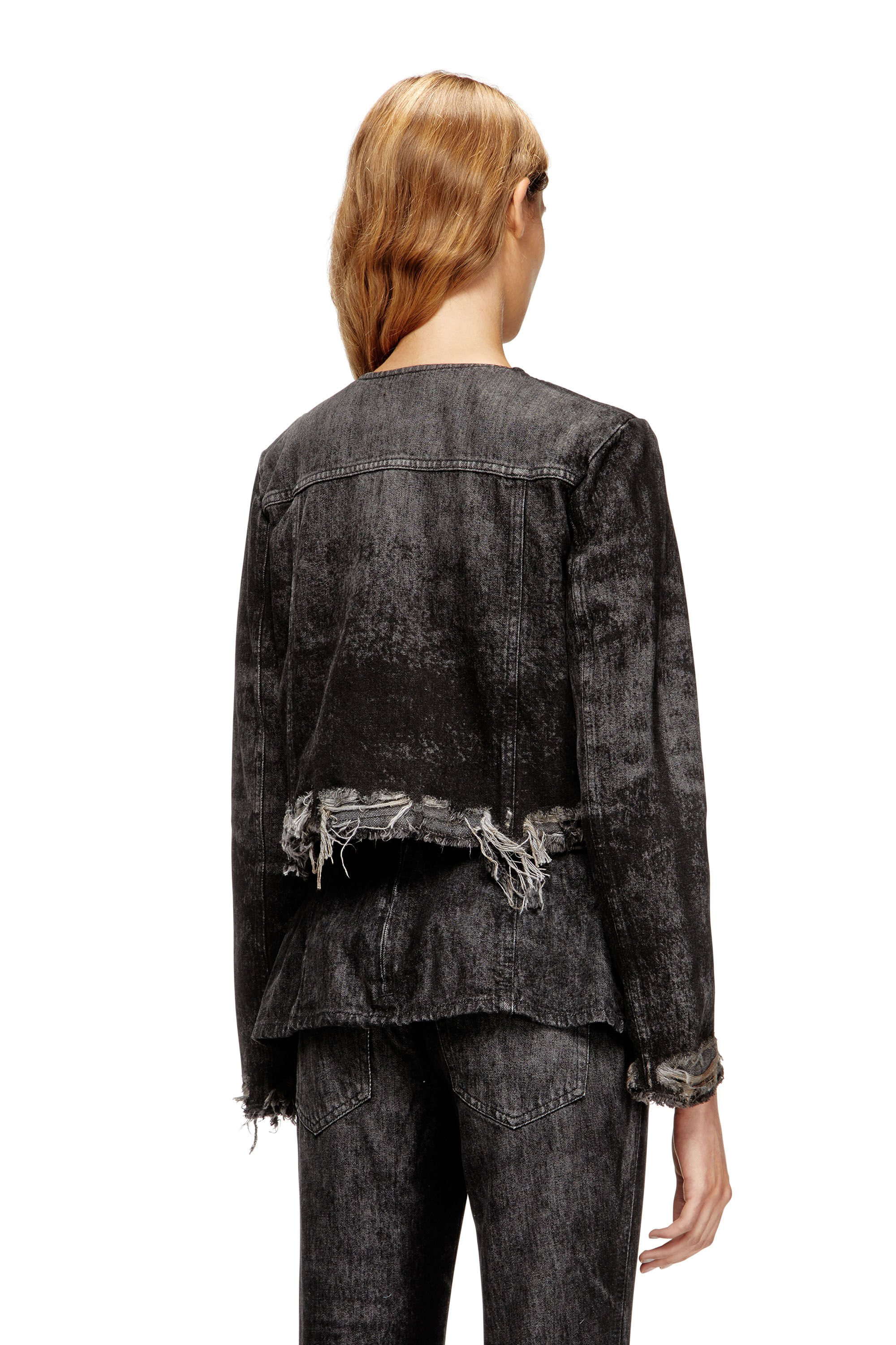 Diesel - DE-GRAFFY-FSH, Female's Jacket in lasered cotton-hemp denim in ブラック - 5