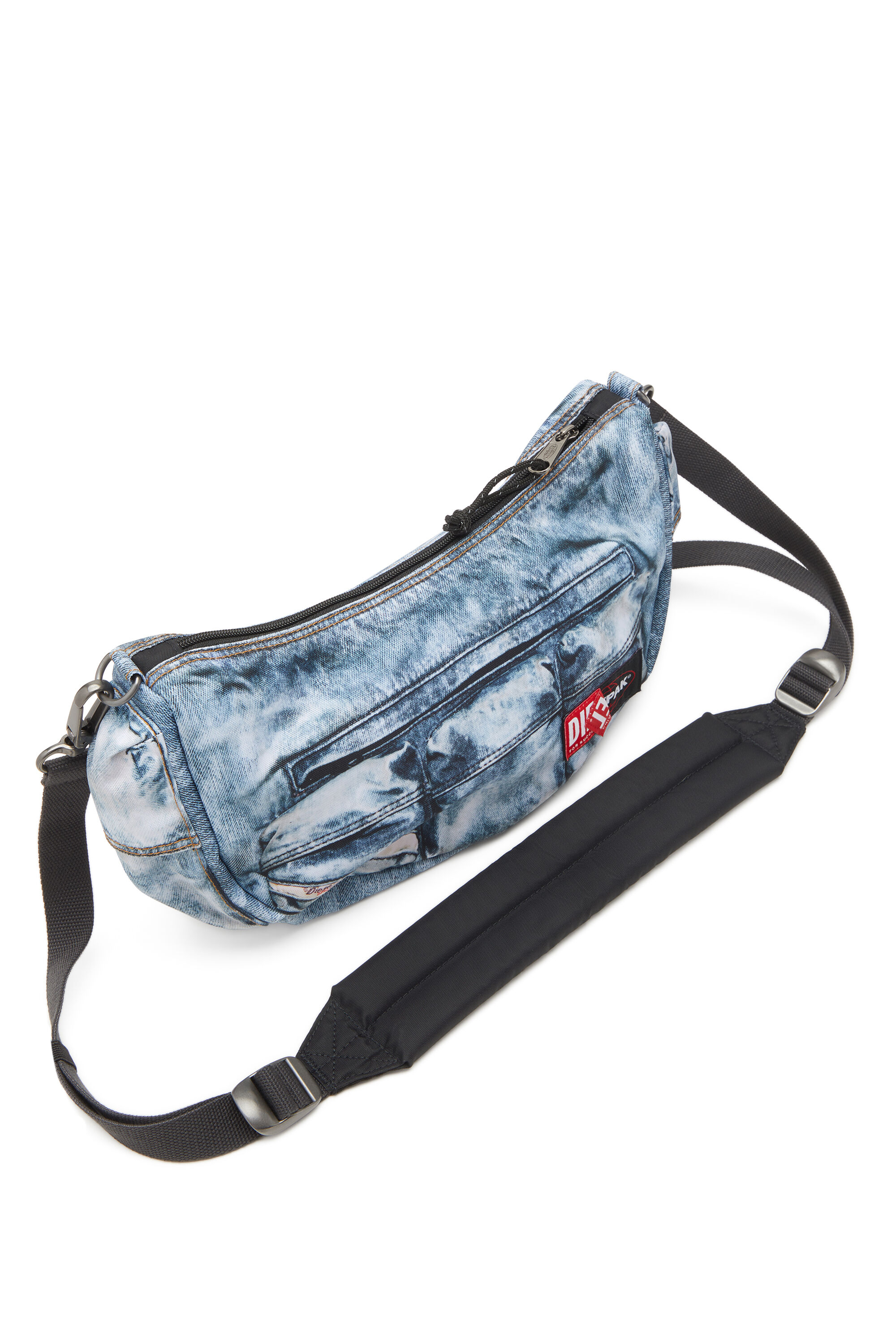 Diesel - DIESEL SHOULDER BAG, Unisex's Multipocket bag in trompe l'oeil denim in ブルー - 6