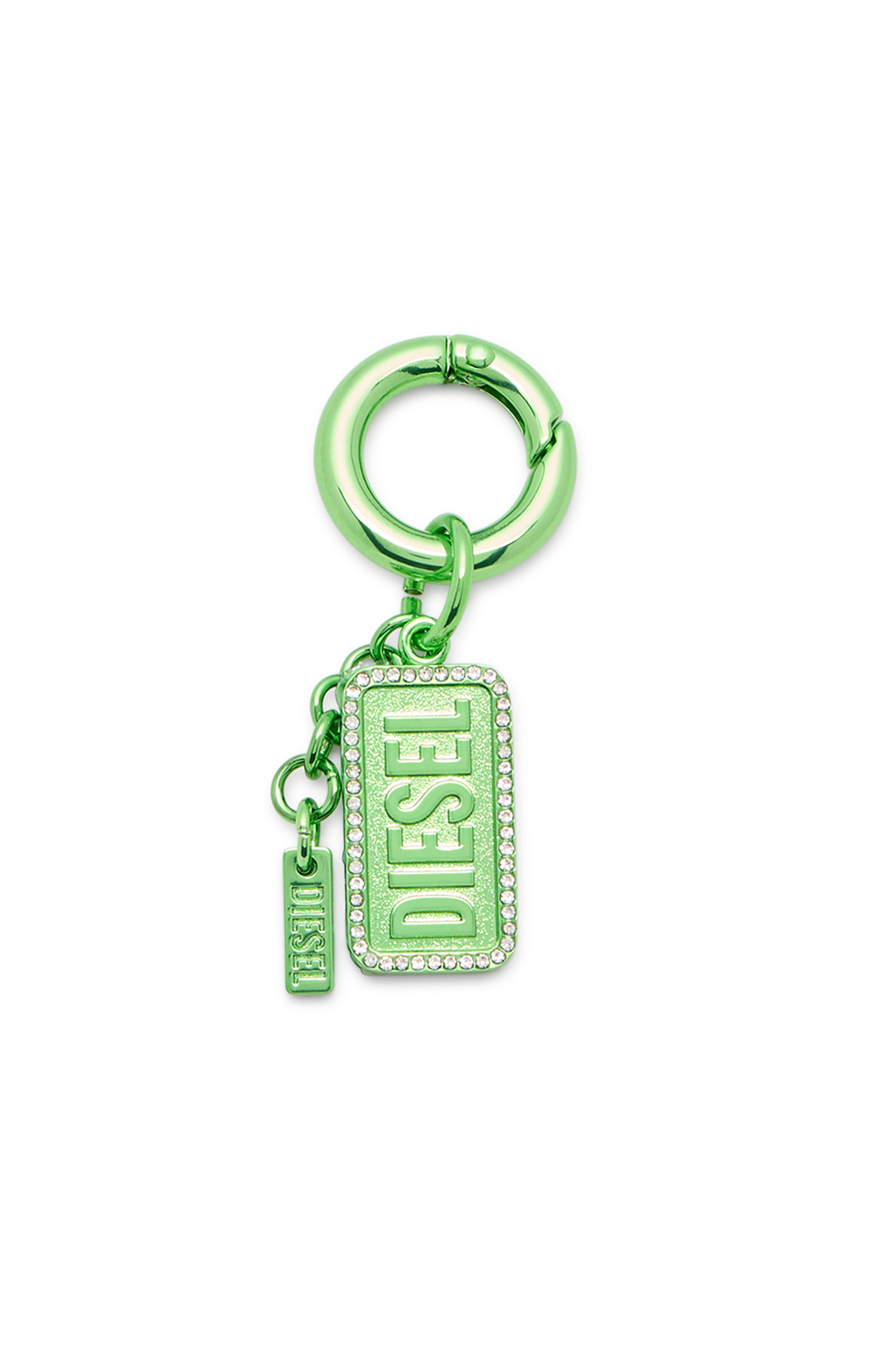 Diesel - CHARM-DIESEL, Unisex's Metal keyring with Diesel logo and rhinestones in グリーン - 1