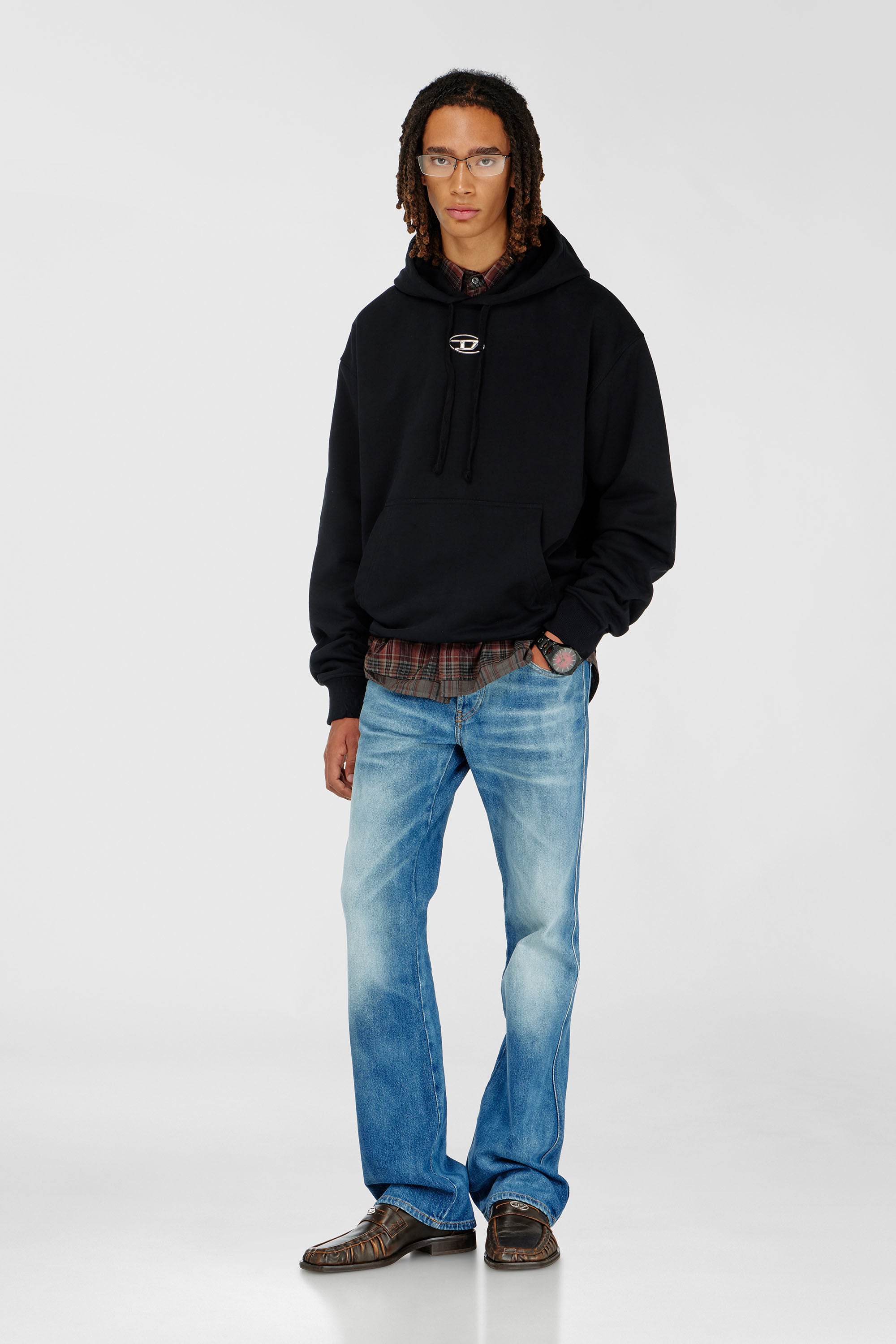 Diesel - S-MACS-HOOD-OD, Male's スウェットパーカーオーバルＤ in ブラック - 1
