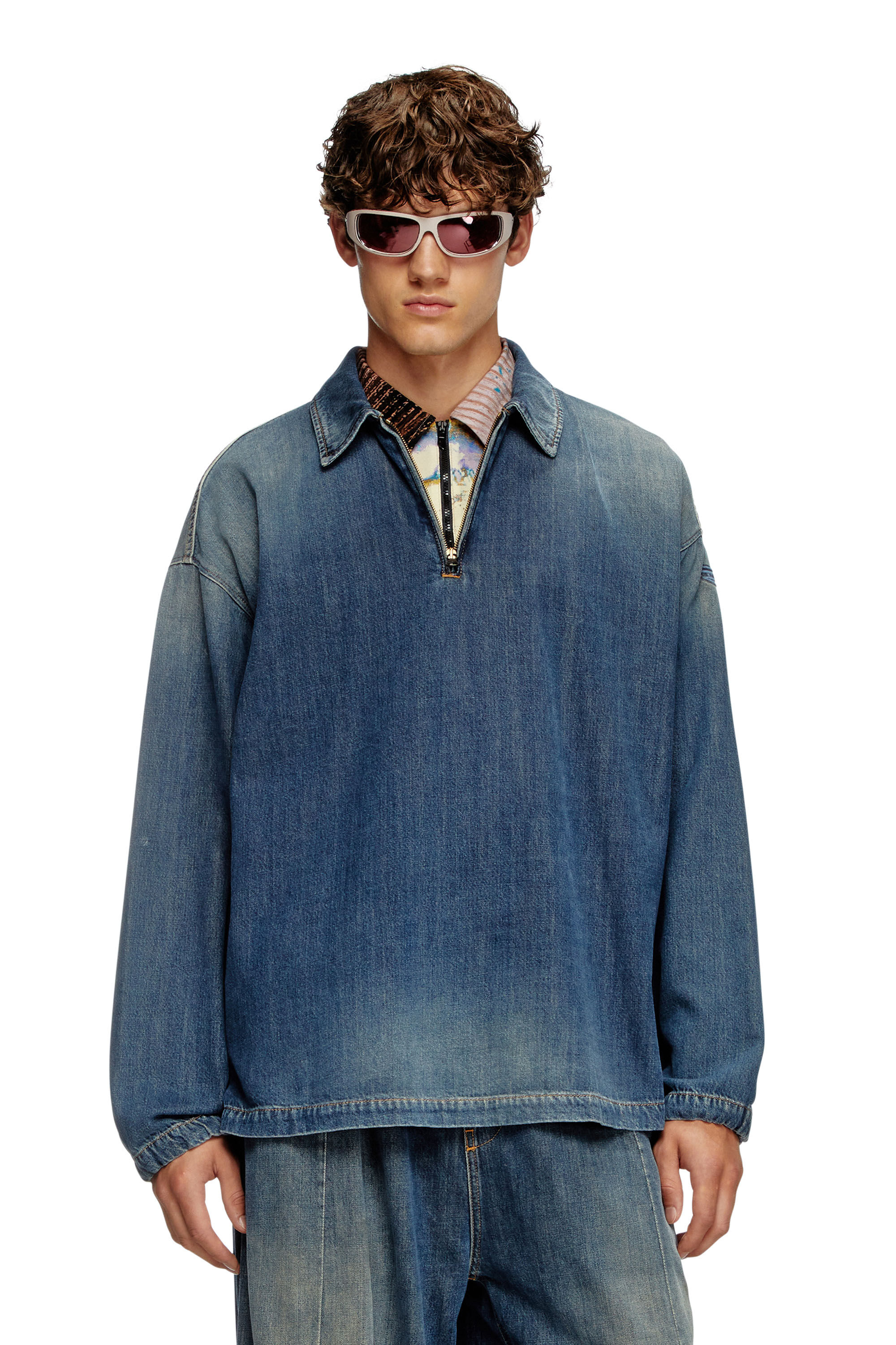 Diesel - D-BRADDY-FSF, Male's Pull-on shirt in light utility denim in ブルー - 3