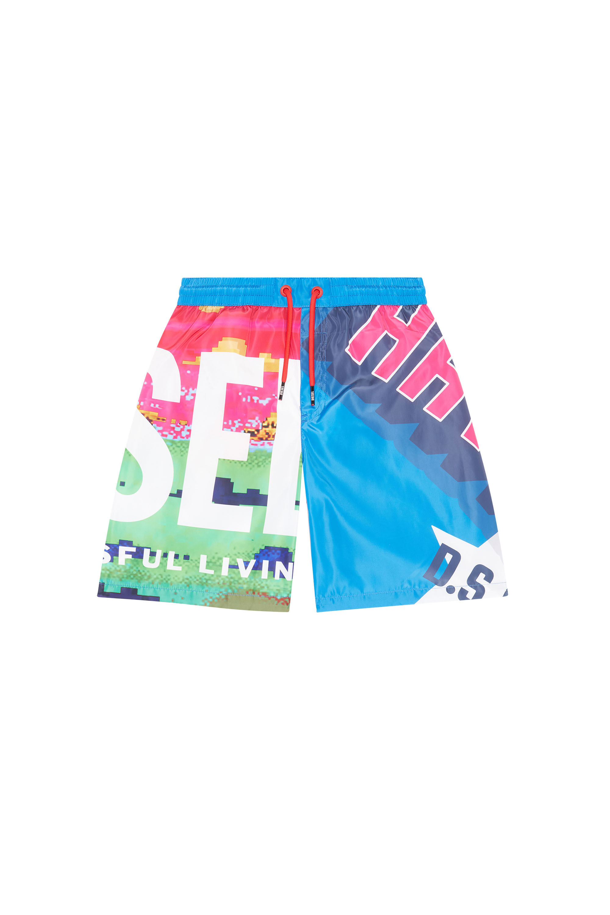 Diesel - MHOVY, Male's キッズ スイムウェア ショートパンツ ロゴ in ブルー/ピンク - 1