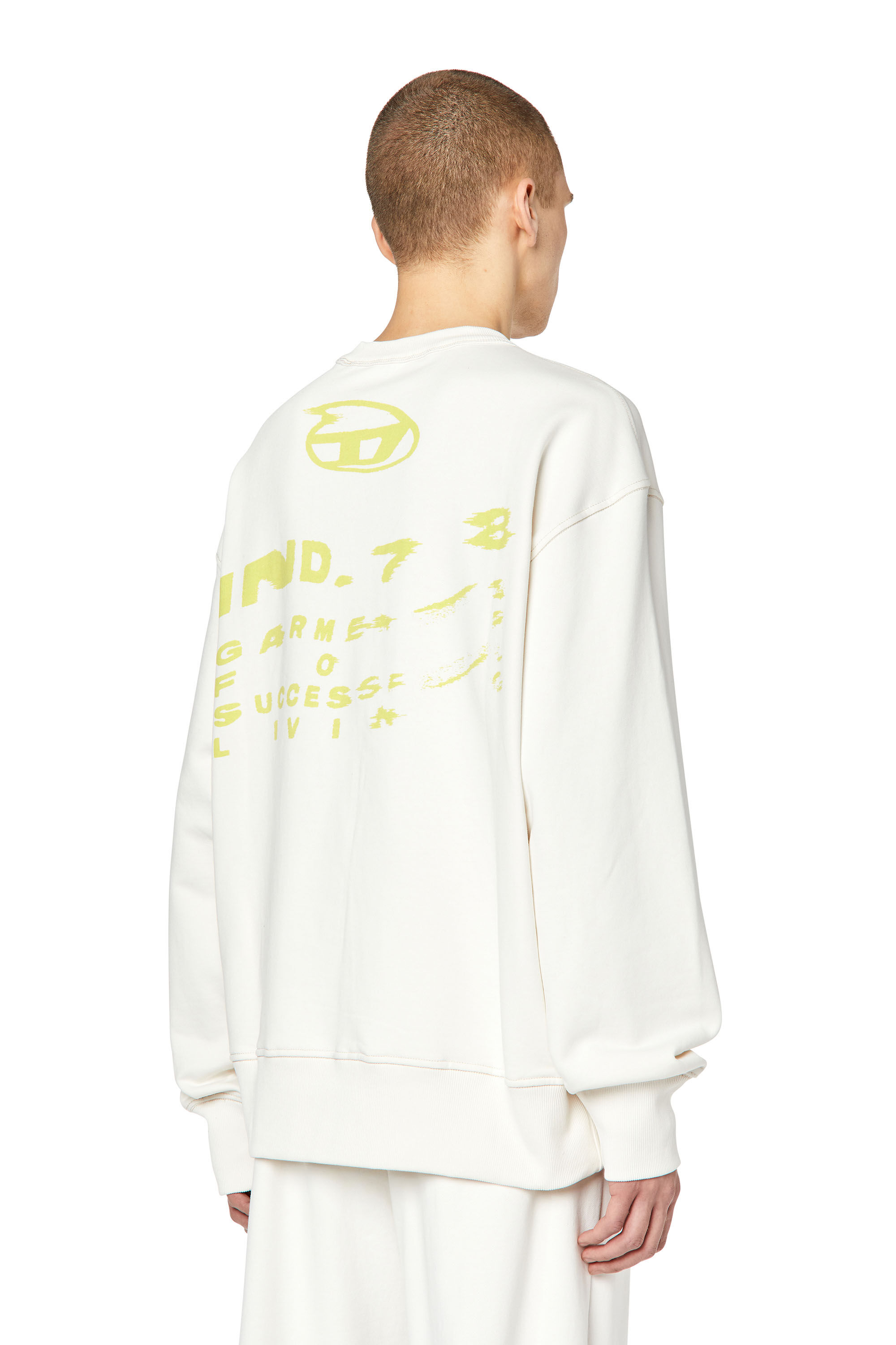 Diesel - S-MACS-G5, Male's クルーネック スウェット ウォータープリント ルーズフィット in ホワイト - 5