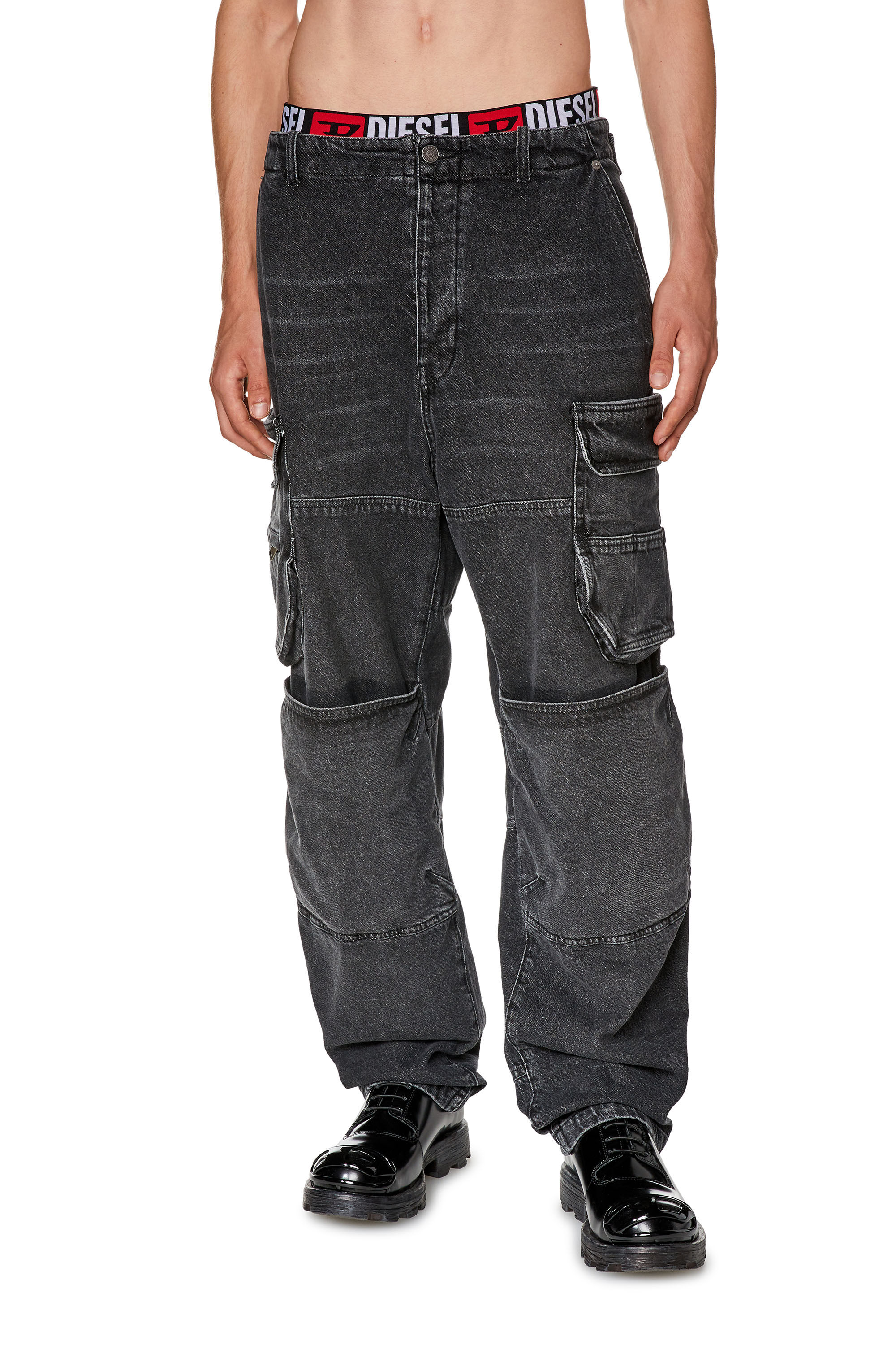Diesel - Male's Straight Jeans D-Fish 0HLAA, ブラック/ダークグレー - 3