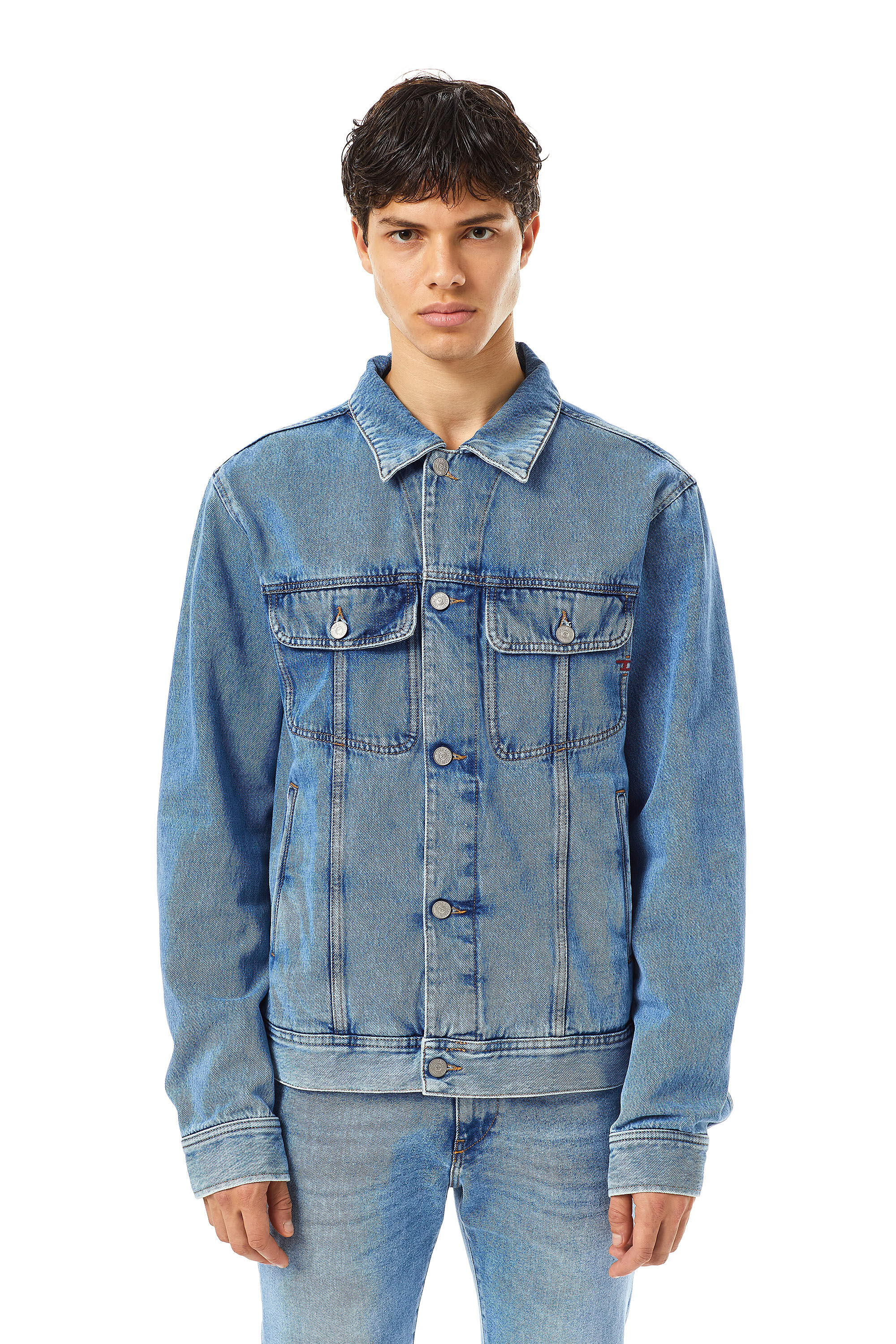 Diesel - D-BARCY TRUCKER JACKET, Male's Regular-fit trucker jacket in ミディアムブルー - 3