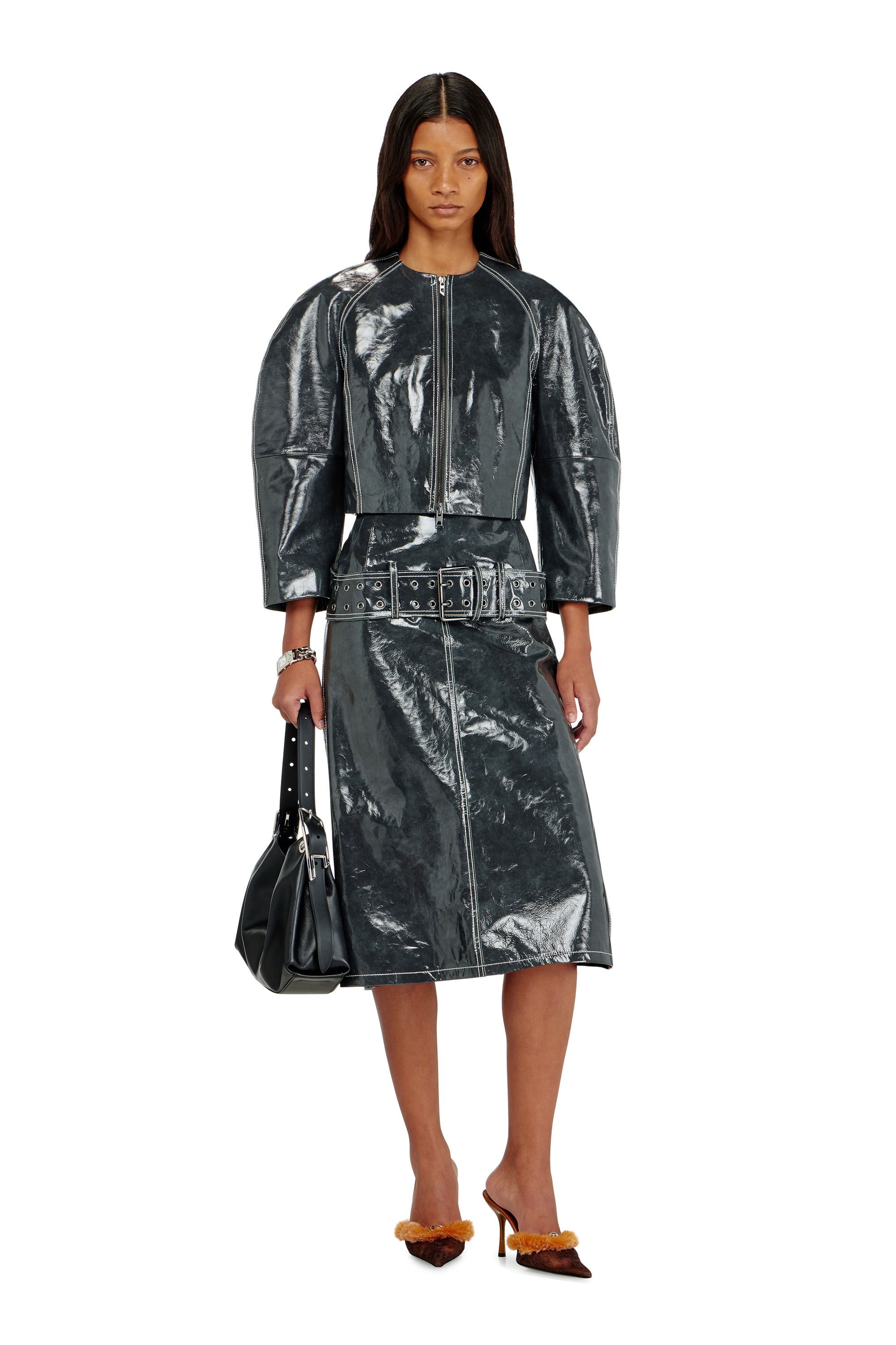 Diesel - L-ANDON, Female's レザージャケット in ダークグレー - 1
