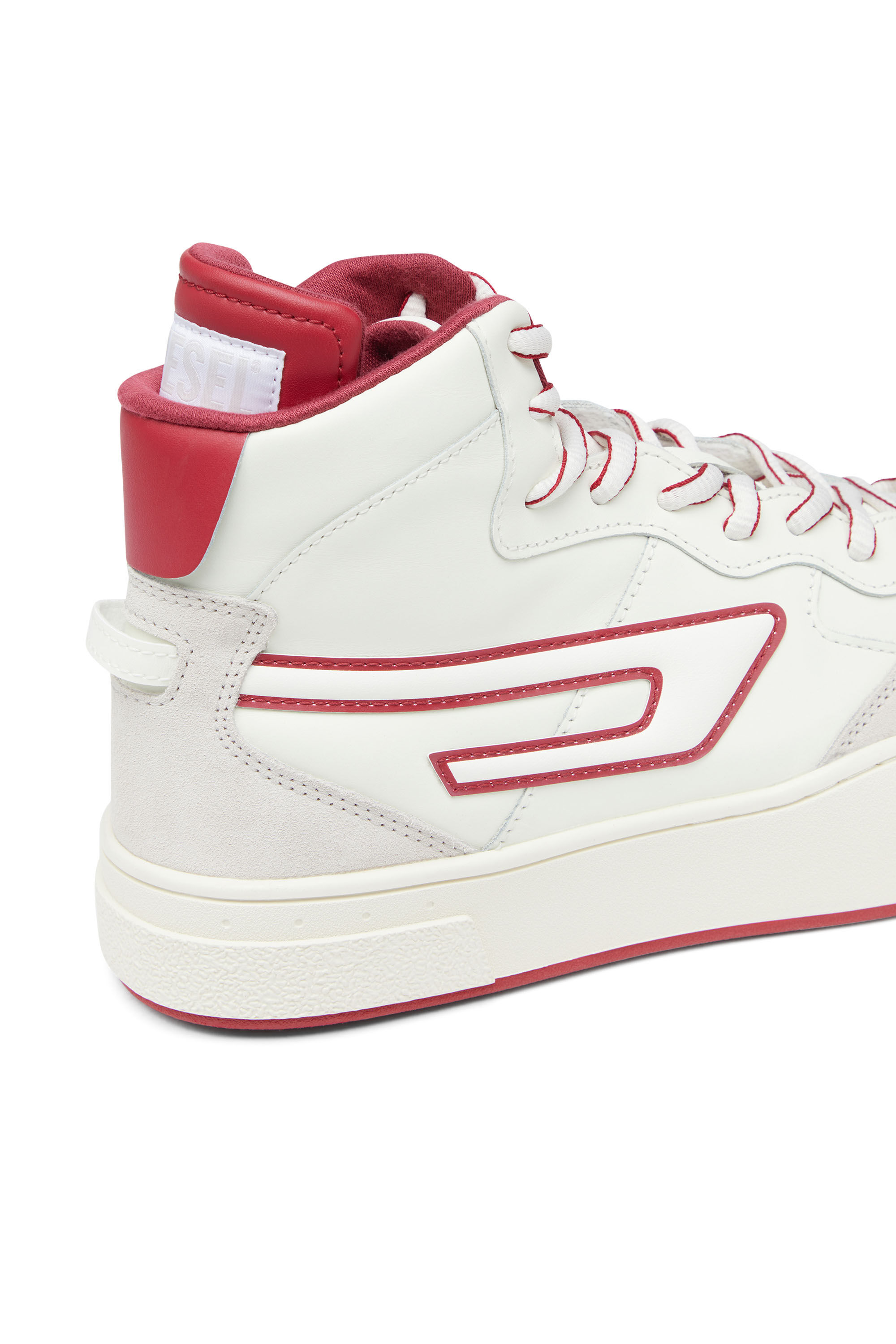 Diesel - S-UKIYO MID X, Male's レザー スウェード ミッドカットスニーカー - S-Ukiyo Mid X in ホワイト/レッド/ブルー - 6