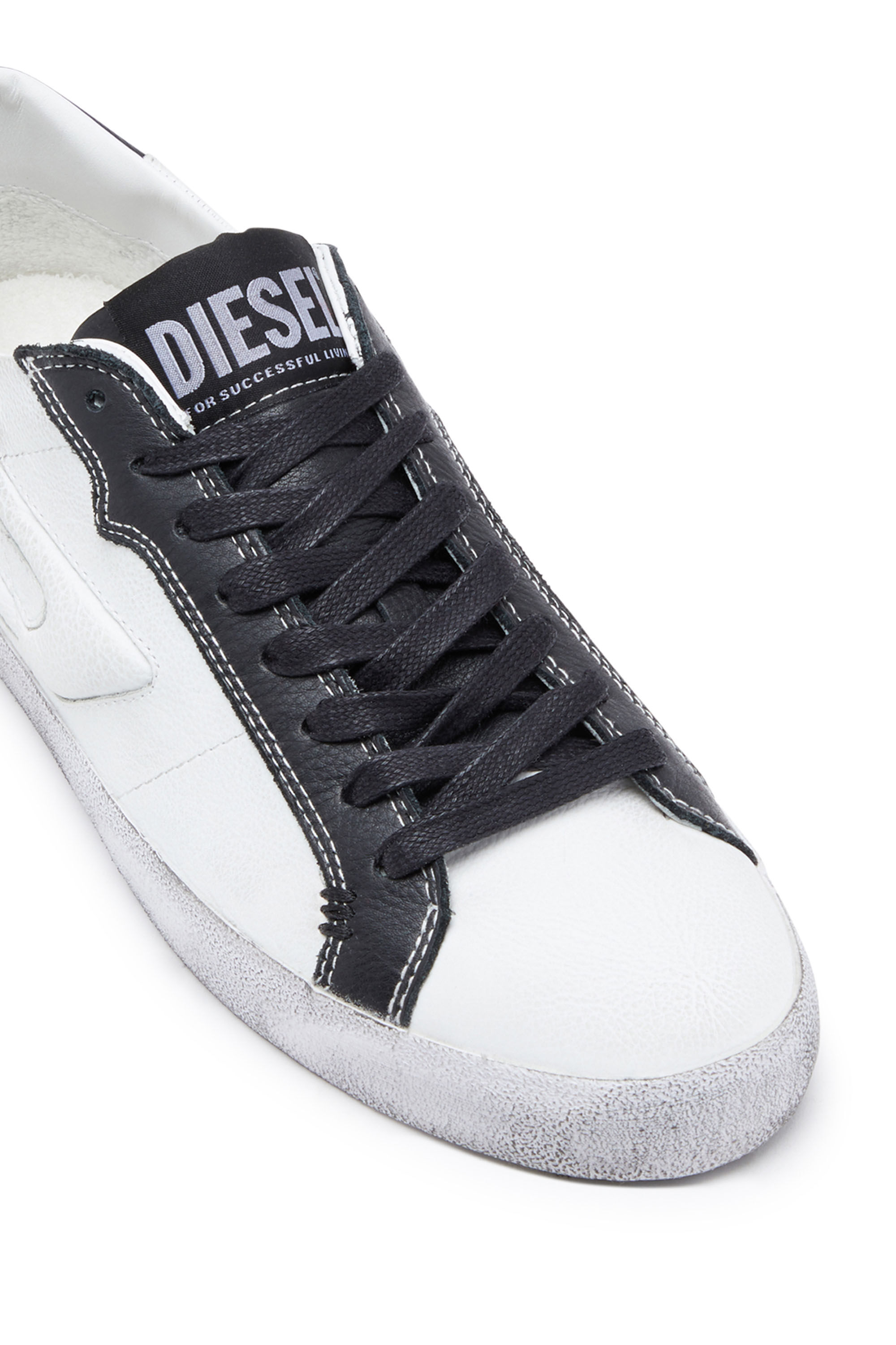 Diesel - S-LEROJI LOW X, Male's カウレザー ローカットスニーカー - S-Leroji Low X in ブラック/ホワイト - 6
