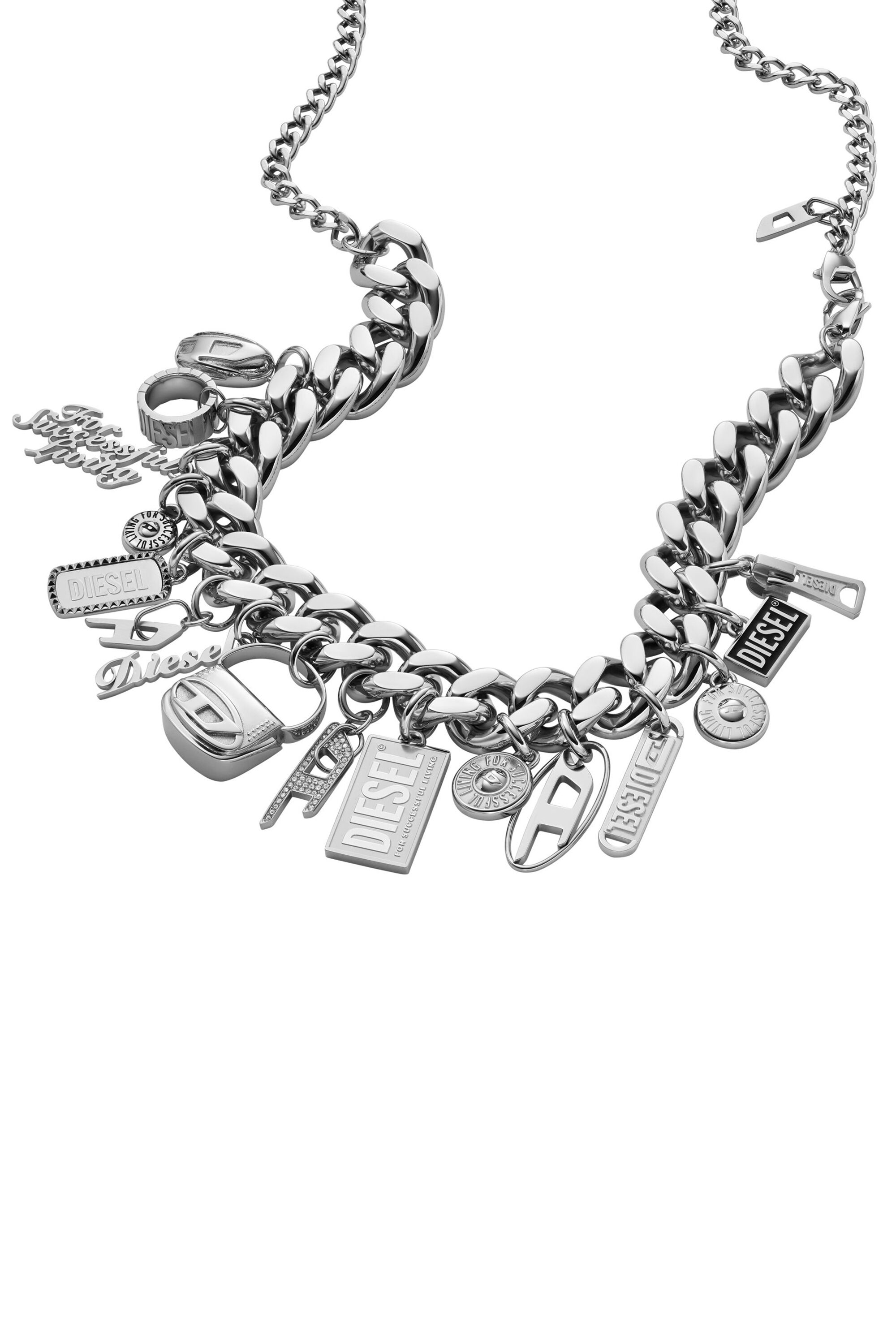 Diesel - DX1521 JEWEL, Unisex's Stainless steel charm chain necklace in シルバー - 1