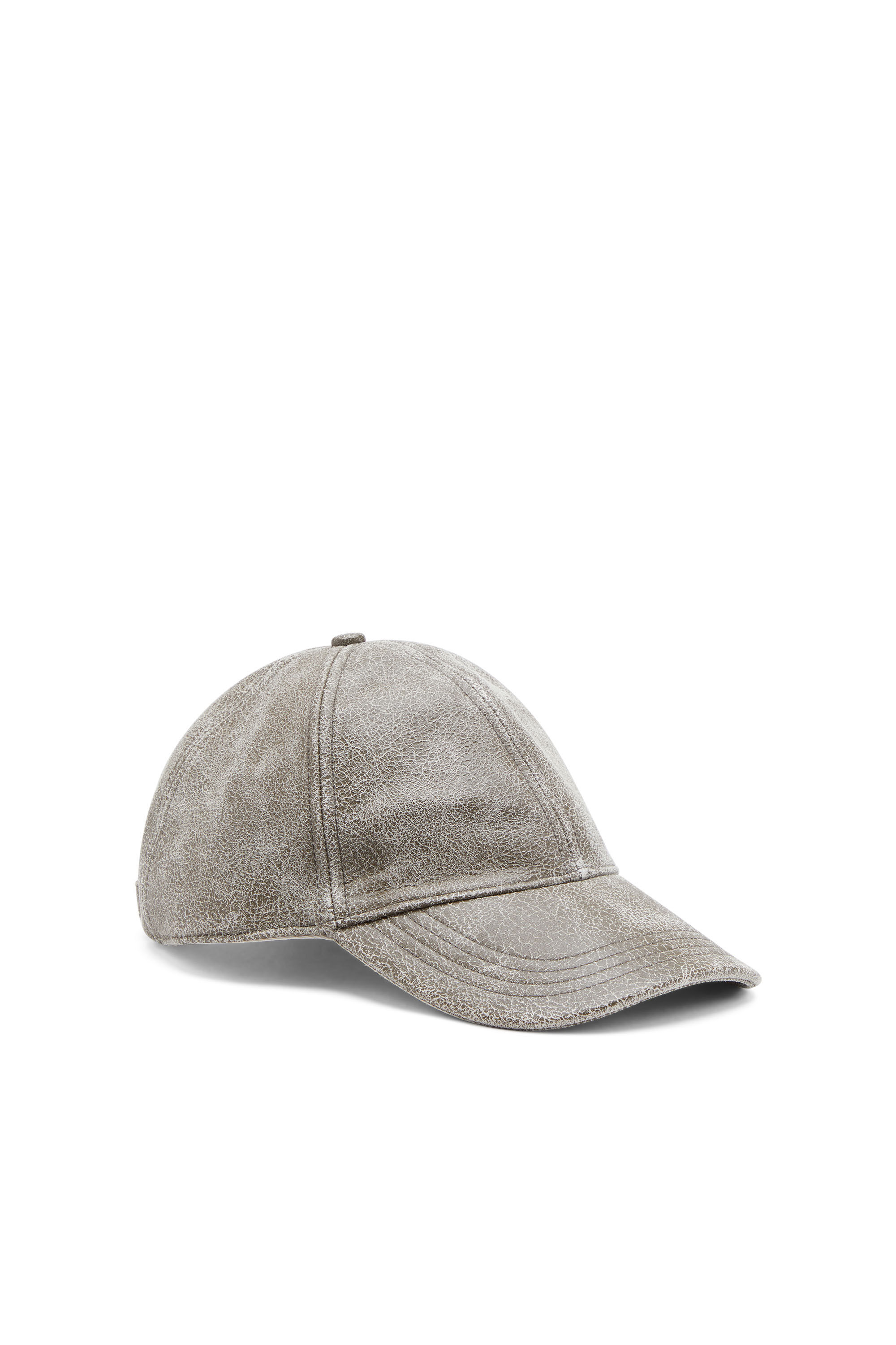 Diesel - C-BARINS, Male's レザーキャップ クラック加工 in グリーン/グレー - 1