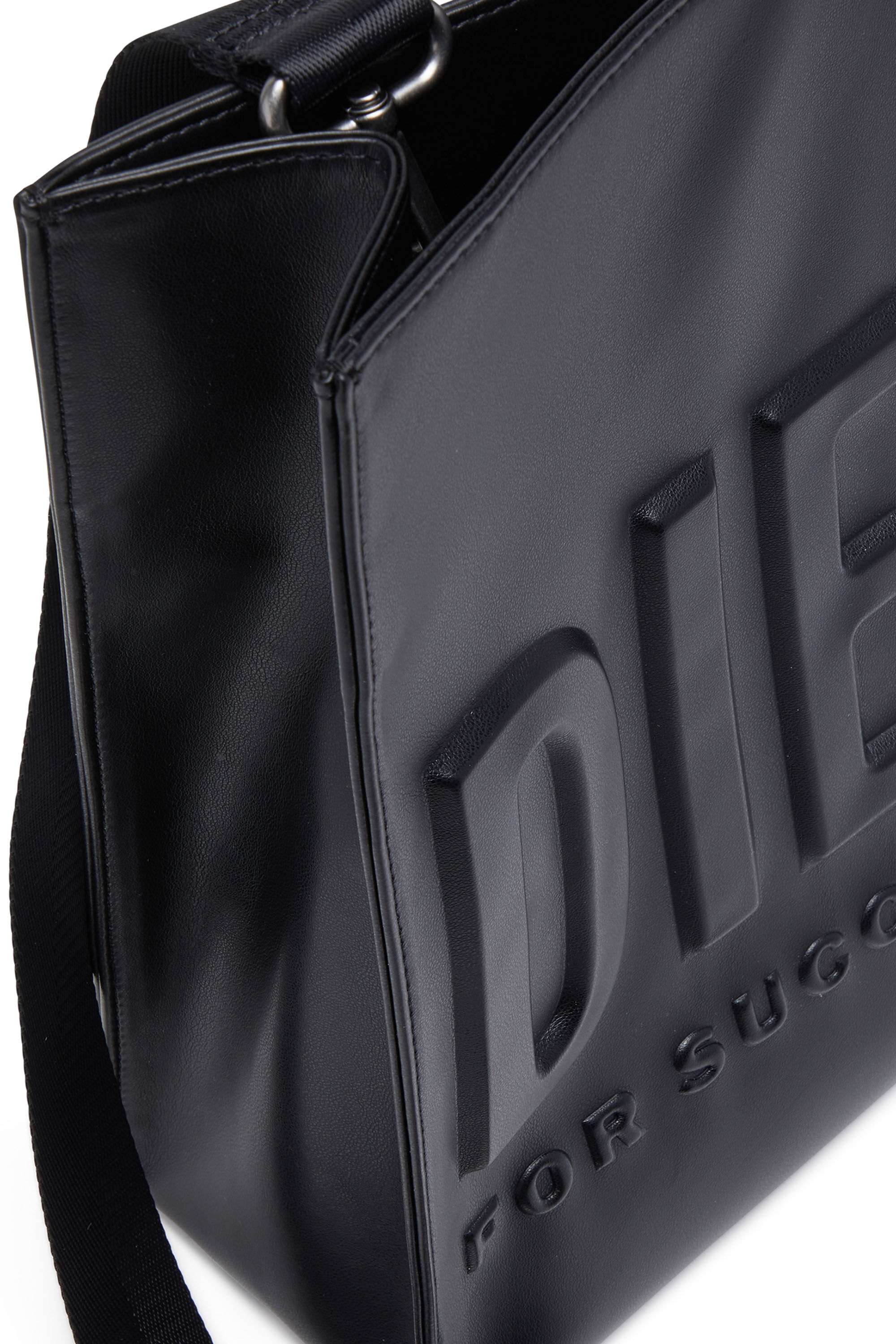 Diesel - DSL 3D TOTE EW X, Male's Dsl 3D-Recycled PU tote bag with embossed logo in ブラック - 5