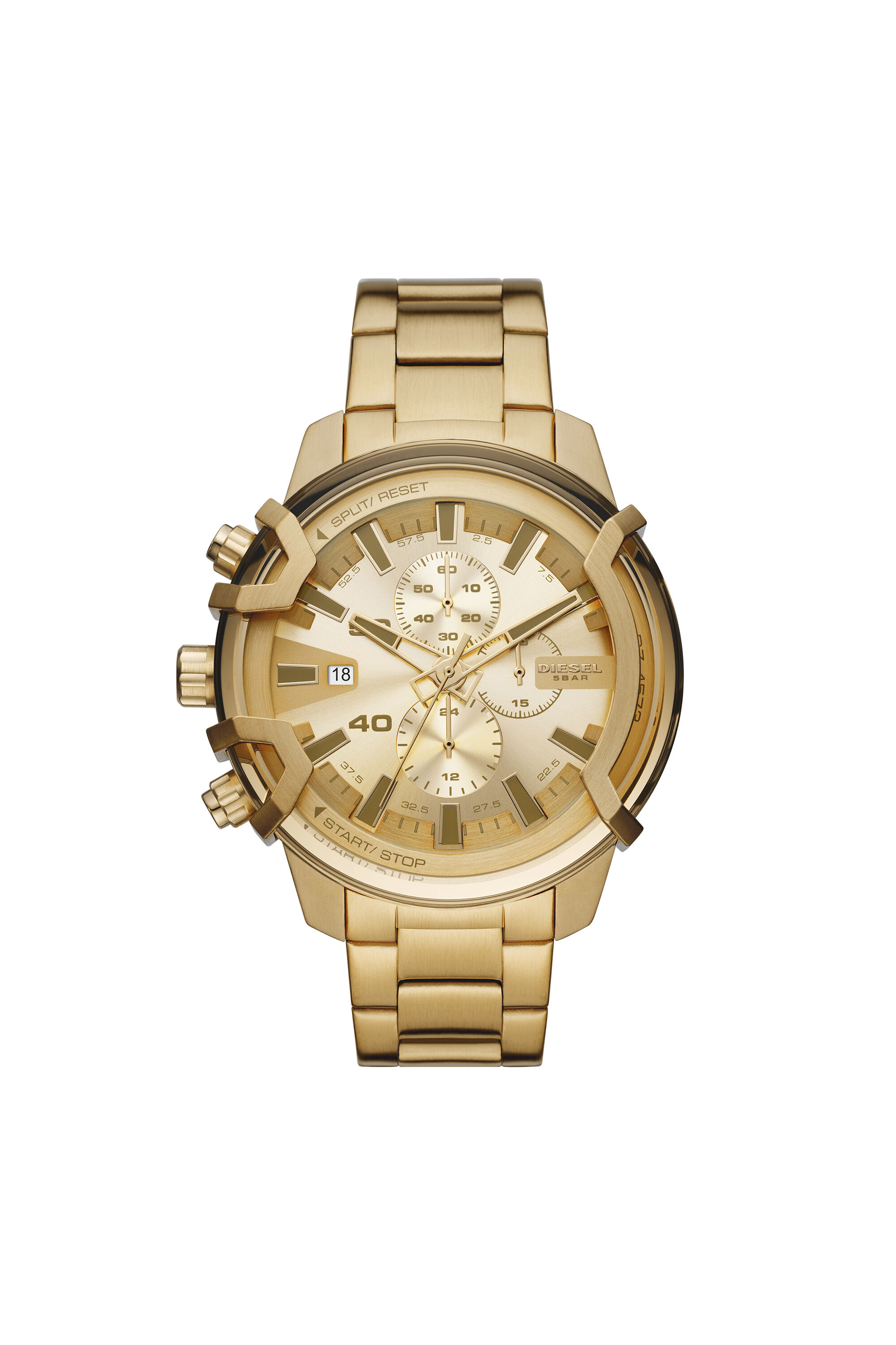 Diesel - DZ4573, Male's Griffed chronograph gold-tone watch in ゴールド - 1