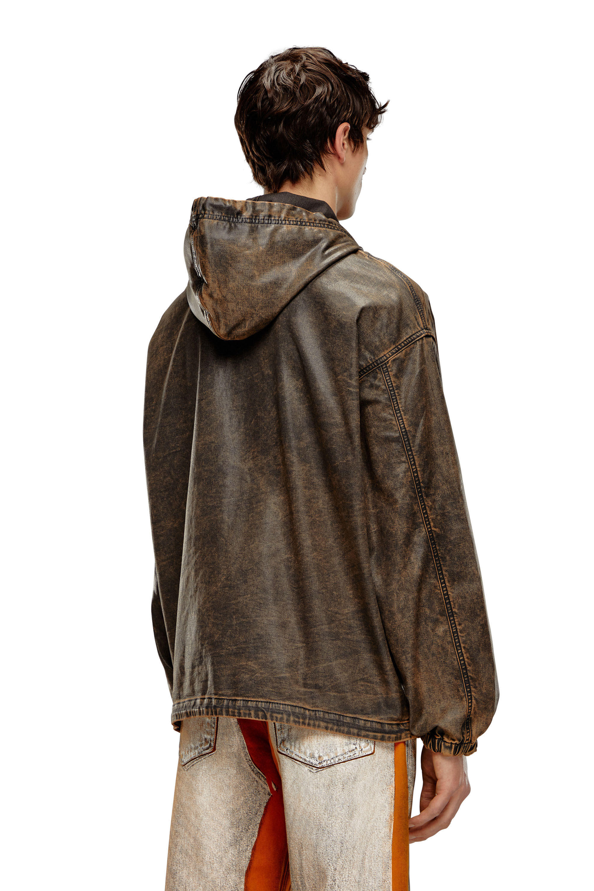 D-WYNNY-S TRACK Hooded jacket in marble-coated Track Denim 