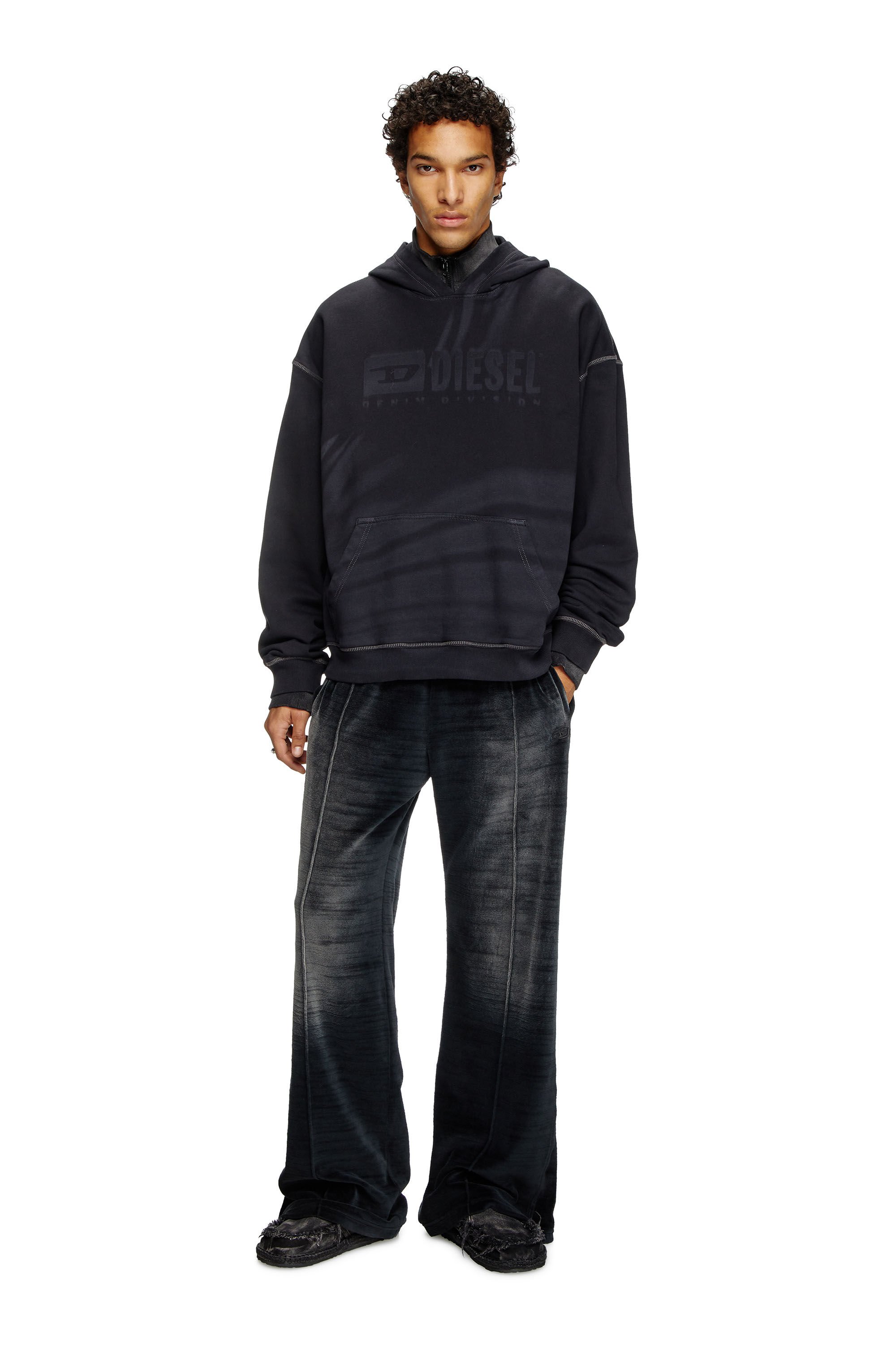 Diesel - S-BOXT-HOOD-R9, Male's Laser-faded logo hoodie in ブラック - 1