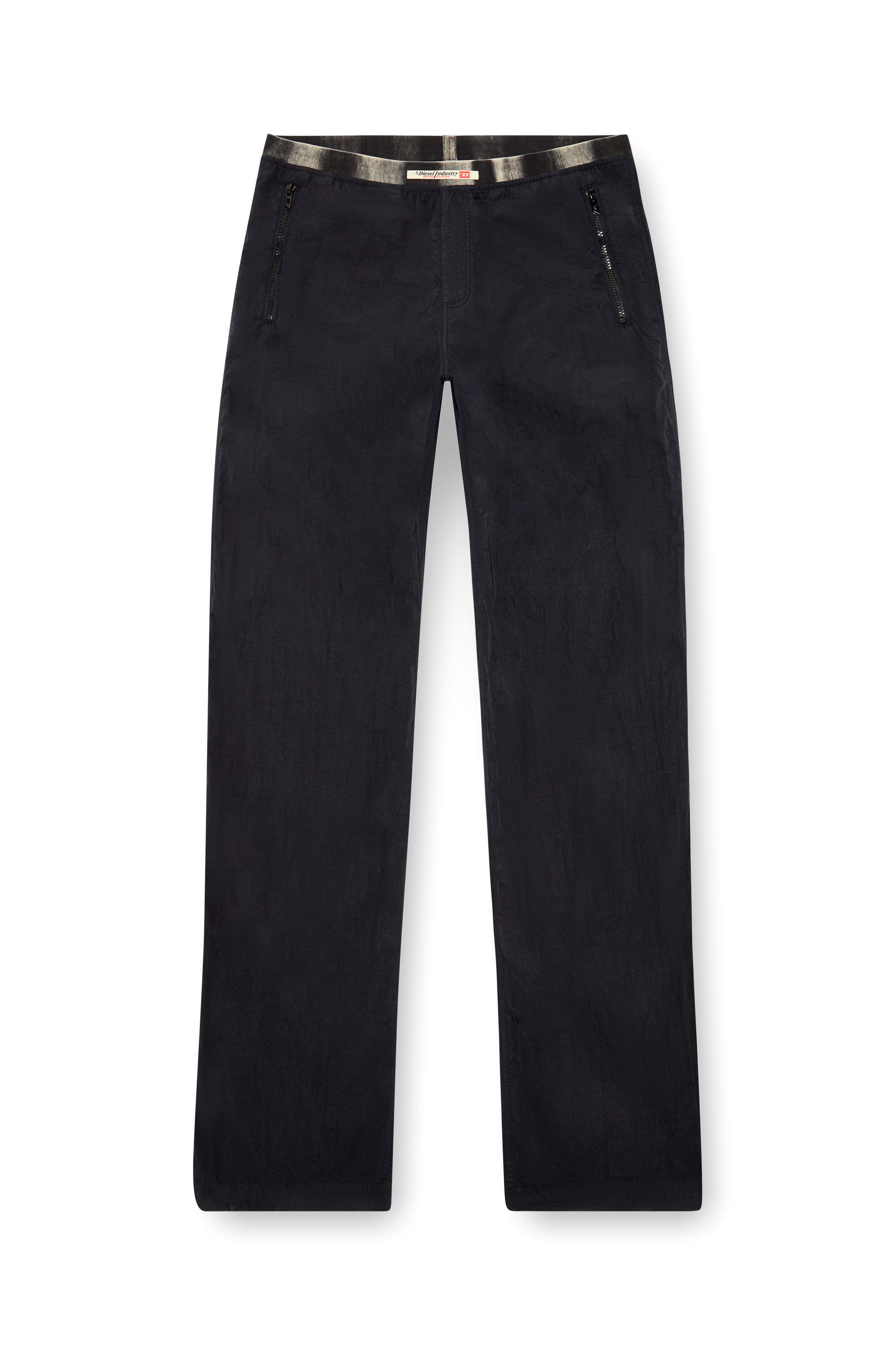 Diesel - P-POST, Male's Lightweight pants in wrinkled nylon in ブラック - 4