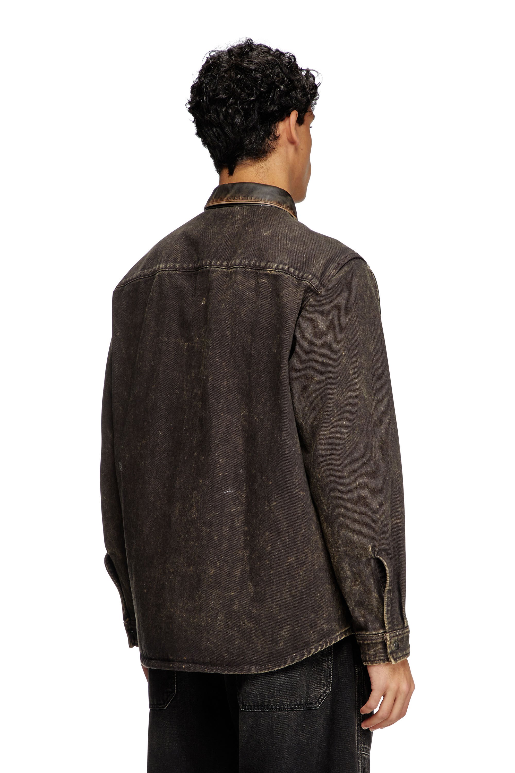 S-FREY Leather and denim shirt｜ブラック｜メンズ｜DIESEL