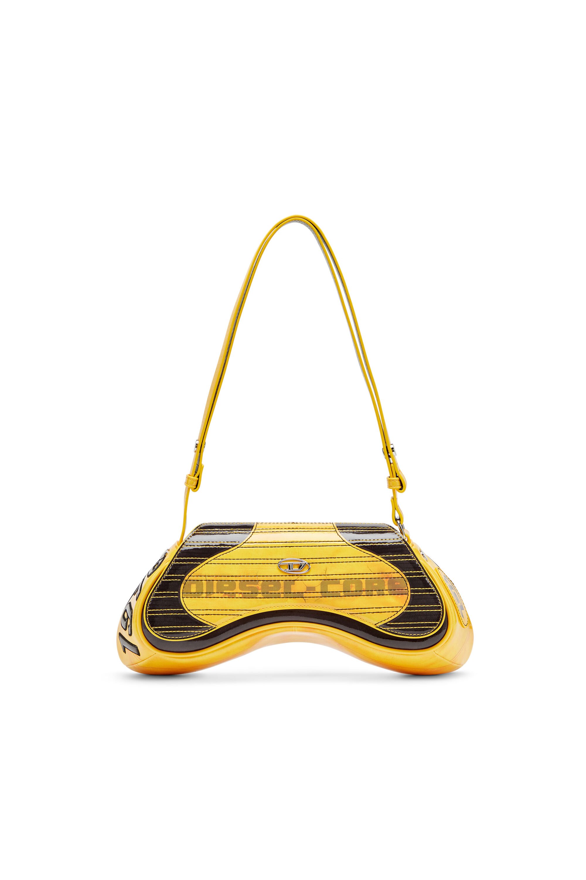 Diesel - PLAY CROSSBODY, Female's Play-Glossy crossbody bag with biker details in イエロー - 2